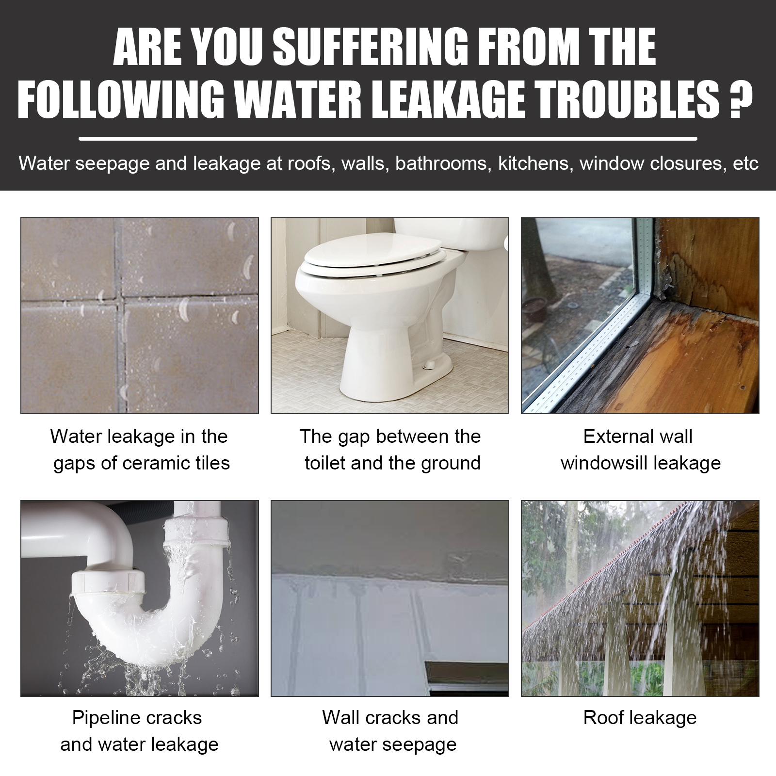 Waterproof glue for bathroom window wall pipe roof leak points