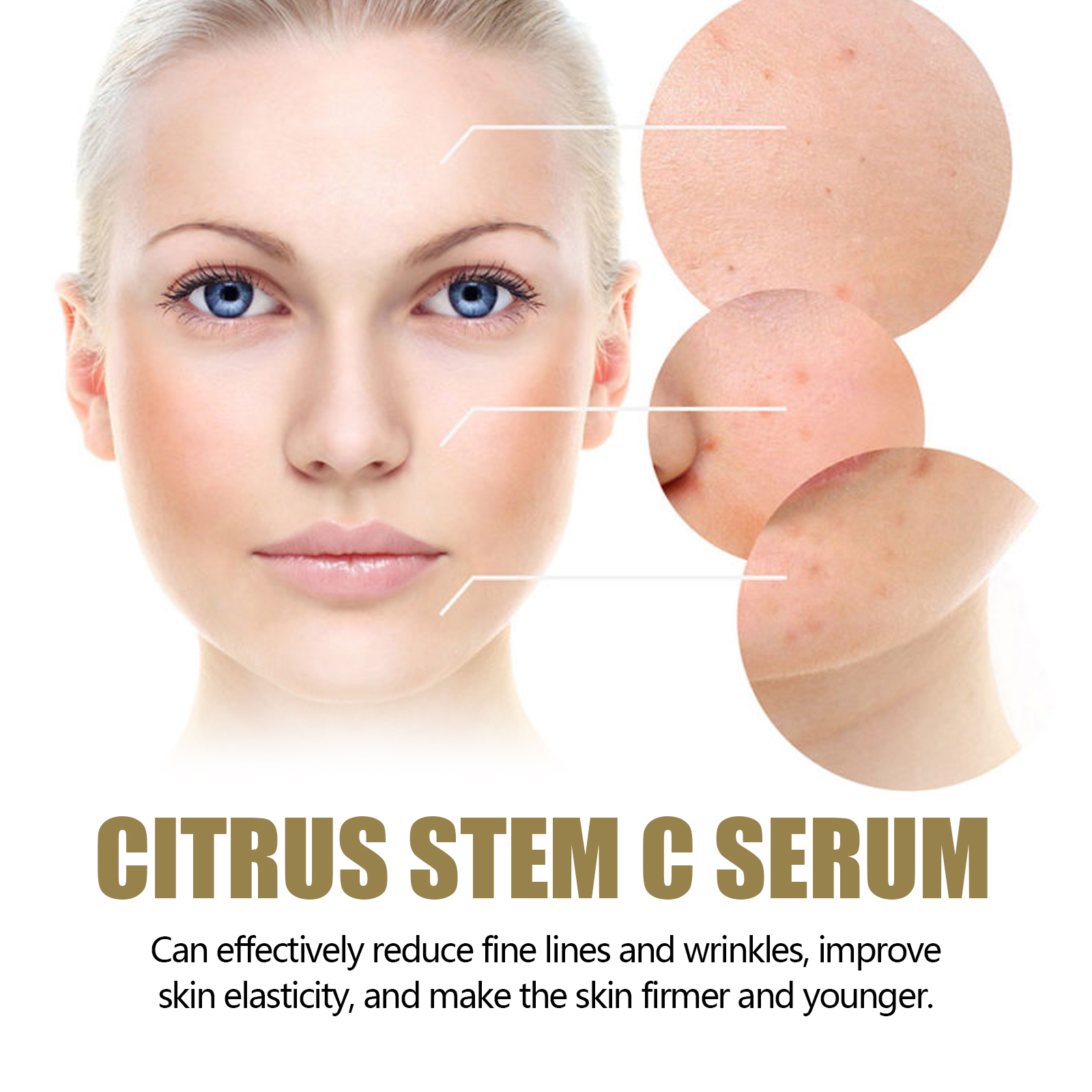 Citrus Stem C Serum beside facial skin detail
