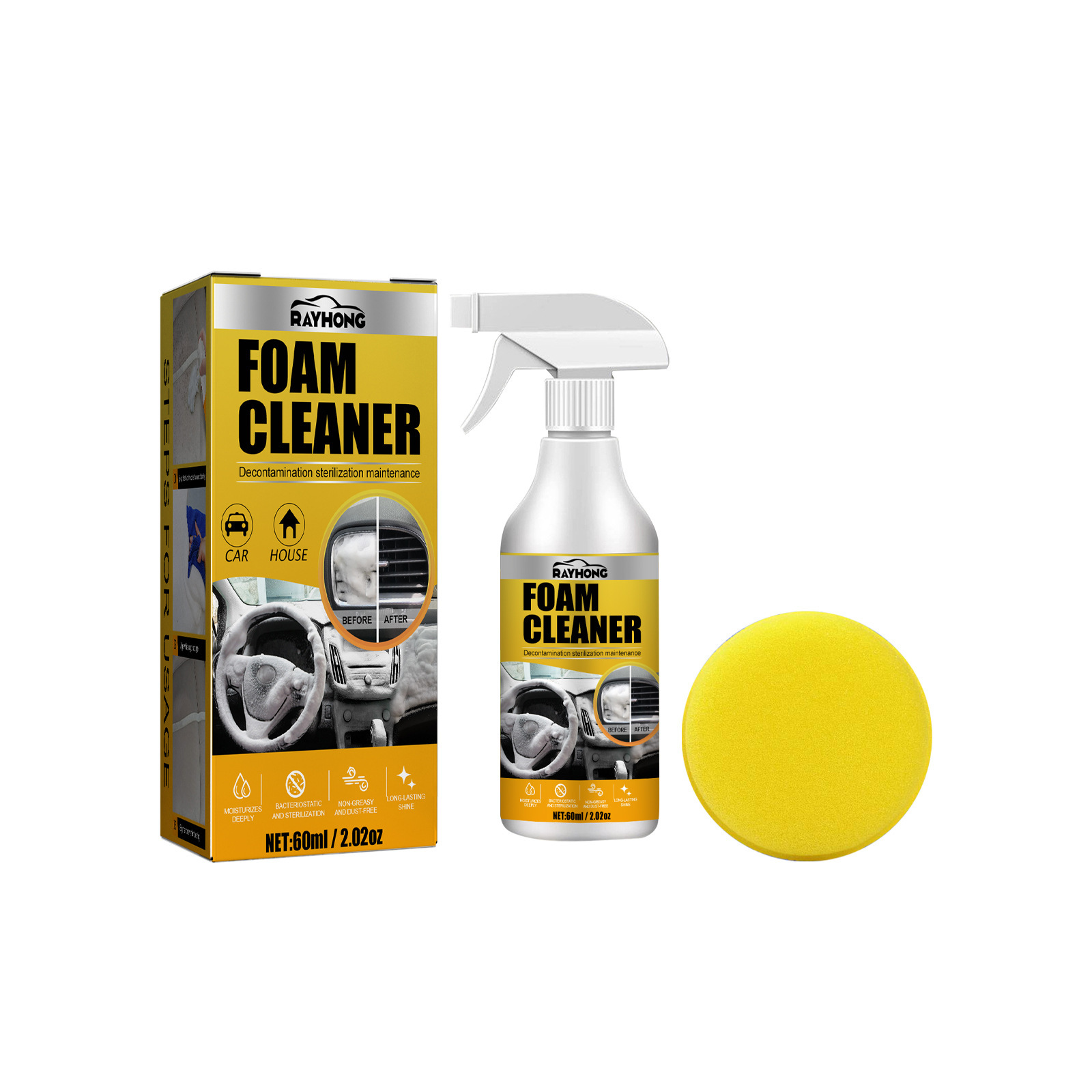 Car Interior Foam Cleaner, Wash Free Decontamination Seat Ce