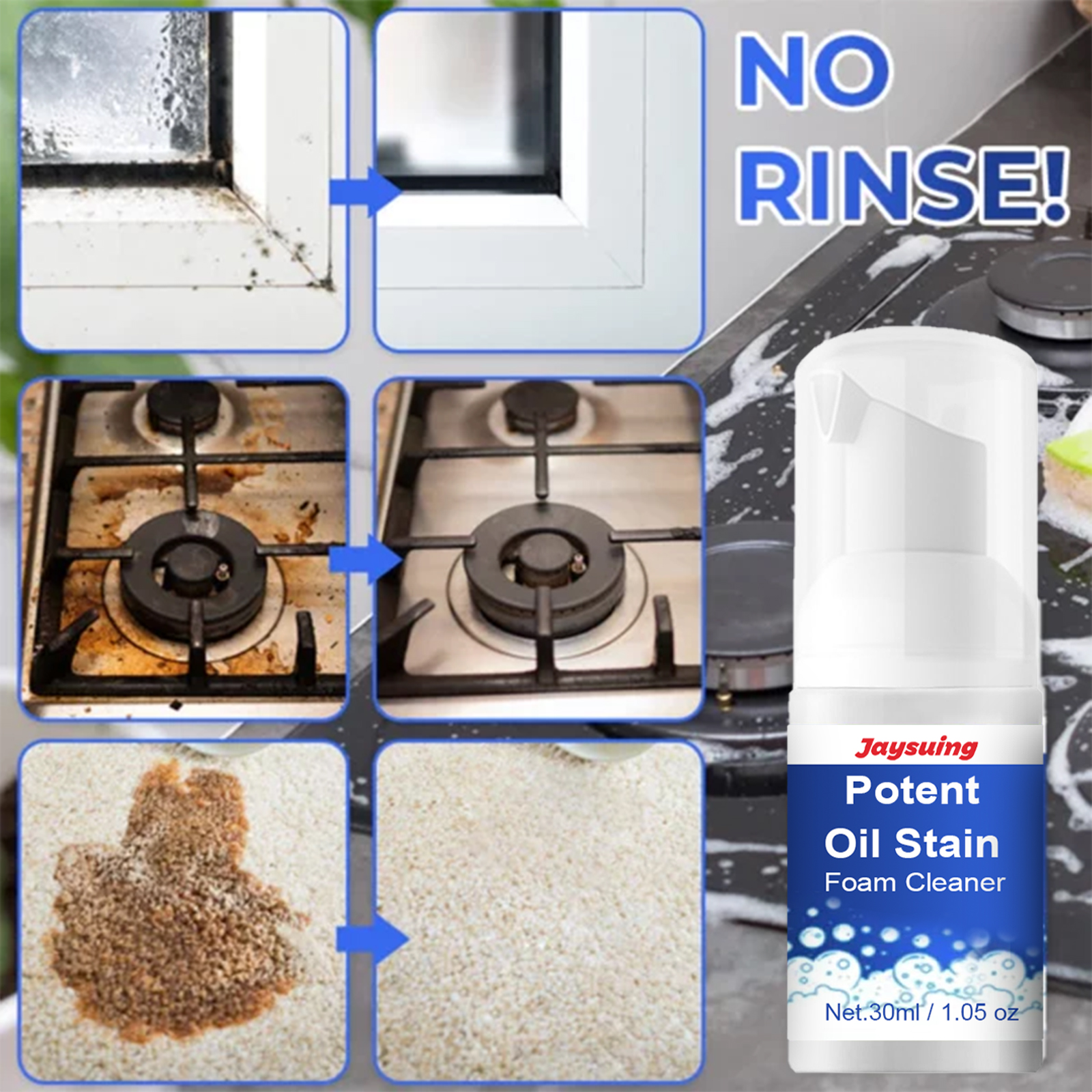 No-rinse cleaner shown with refreshed household surfaces
