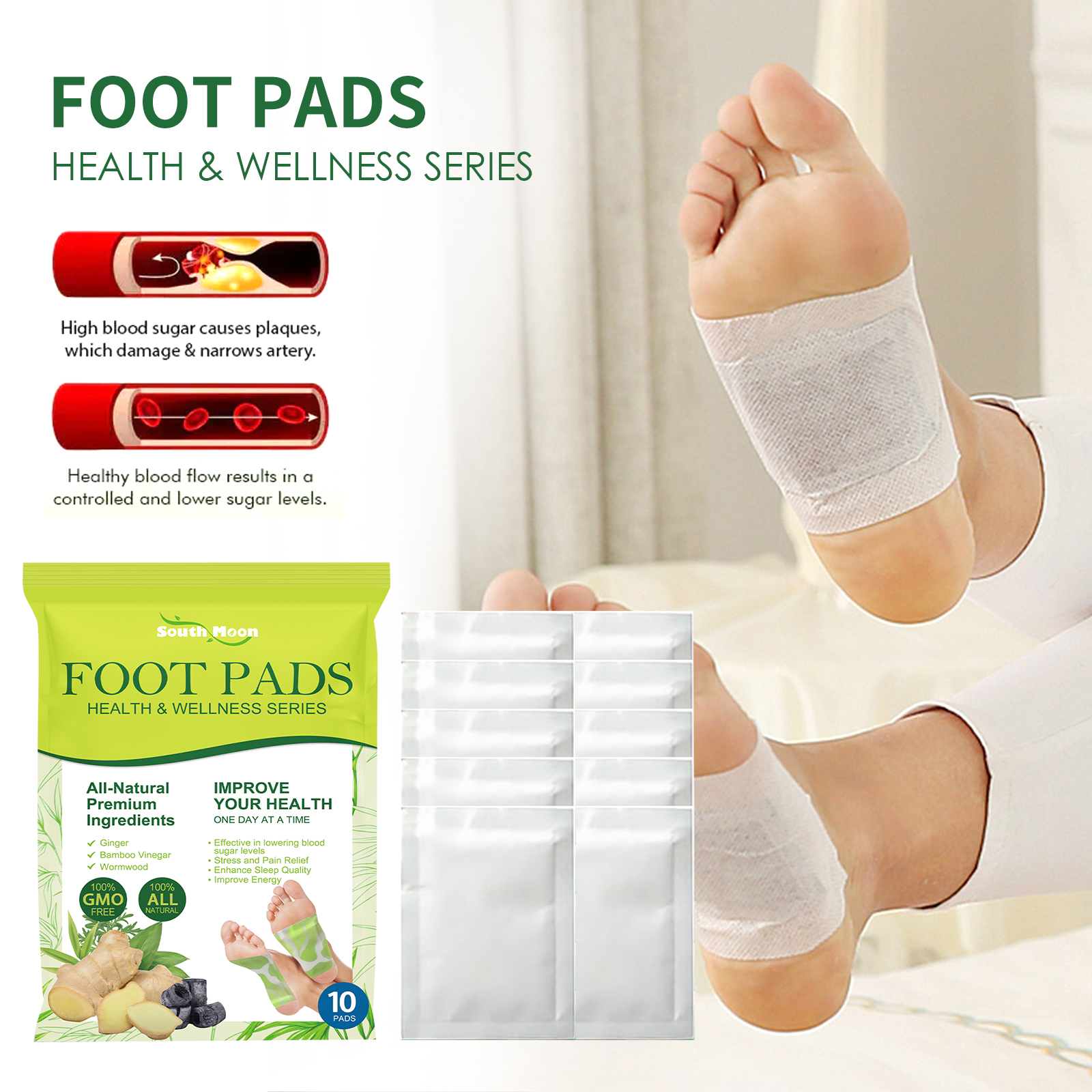 Foot Pads, Foot Massage Ginger Removing Moisture And Cold Bo