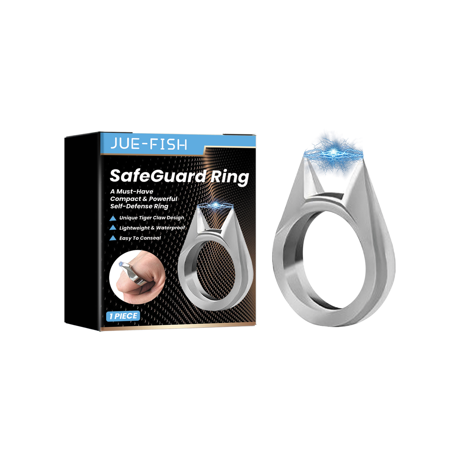 Silver ring close view with pointed cat ears