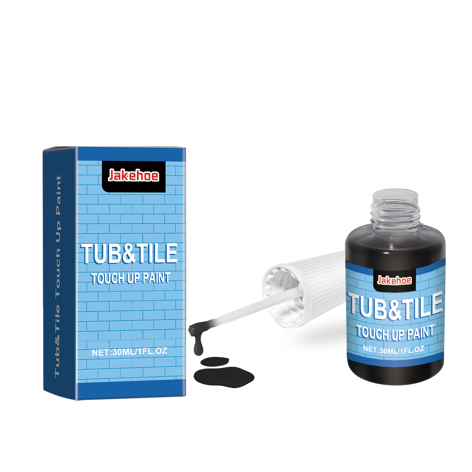 Black paint dispensed from precision brush applicator