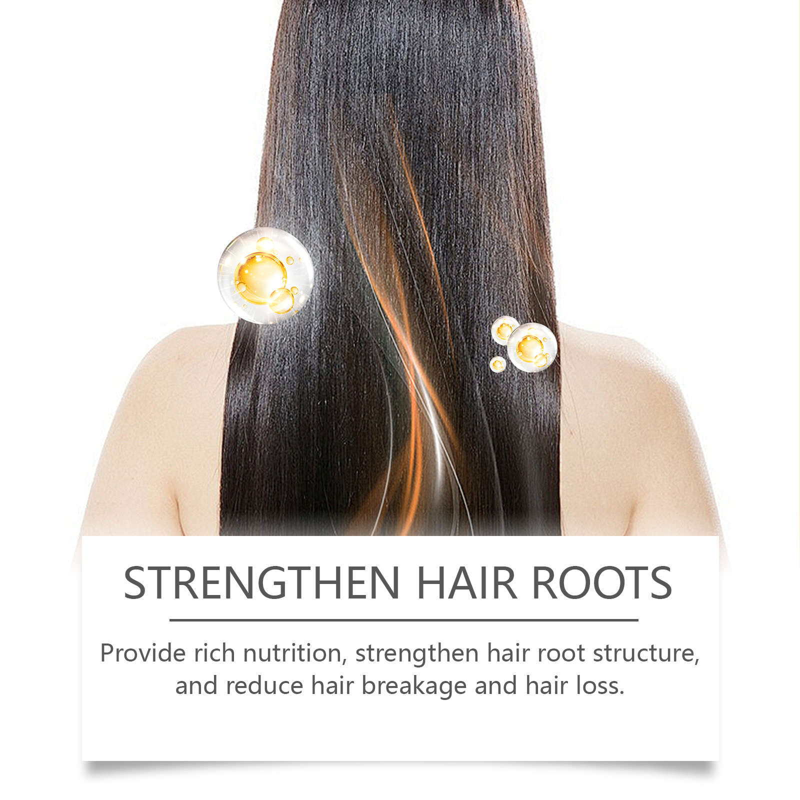 Close view of hair oil root-care application claim