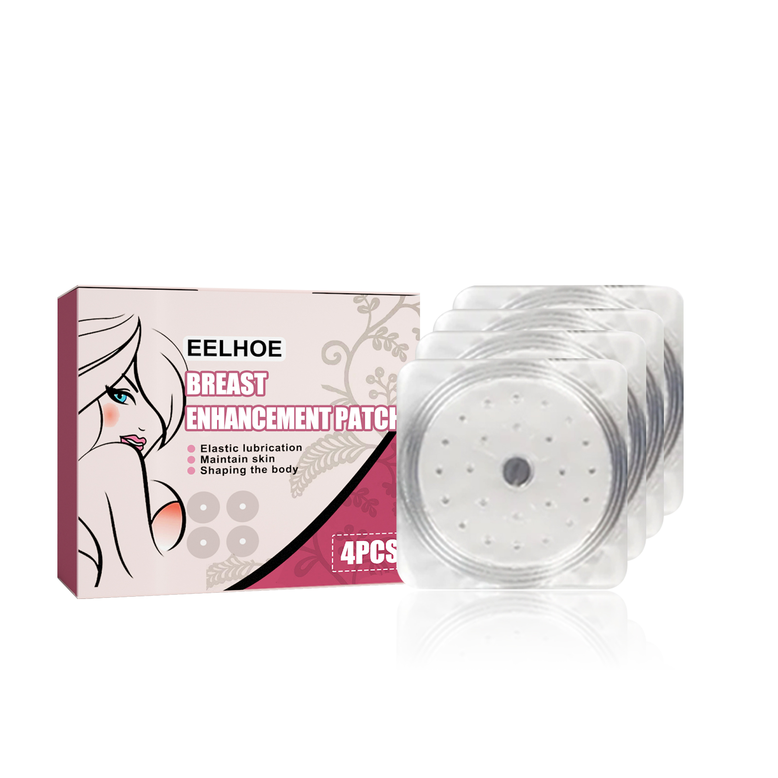 Circular adhesive patch shown beside individual clear pack