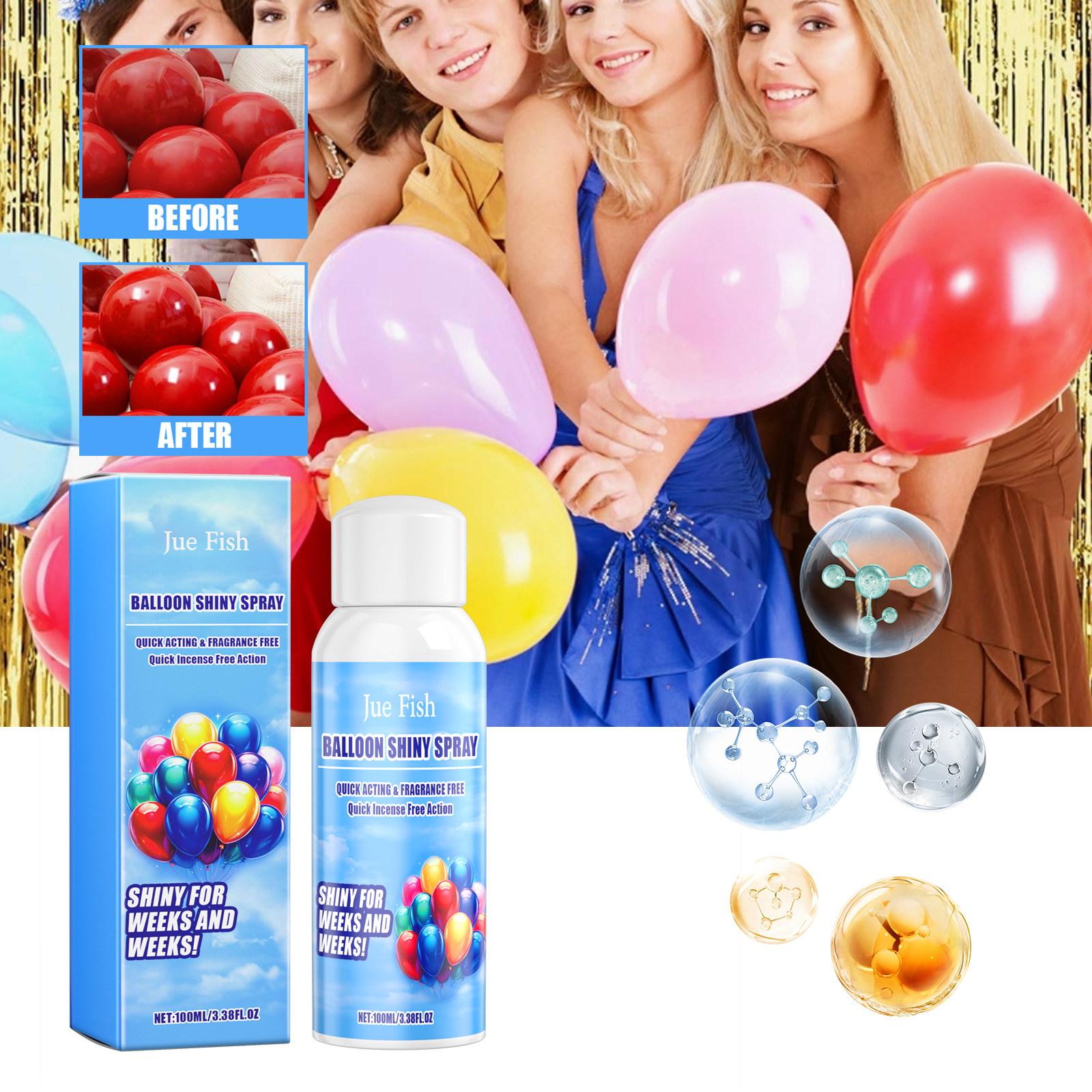 Brighter red balloon surface shown after spray treatment