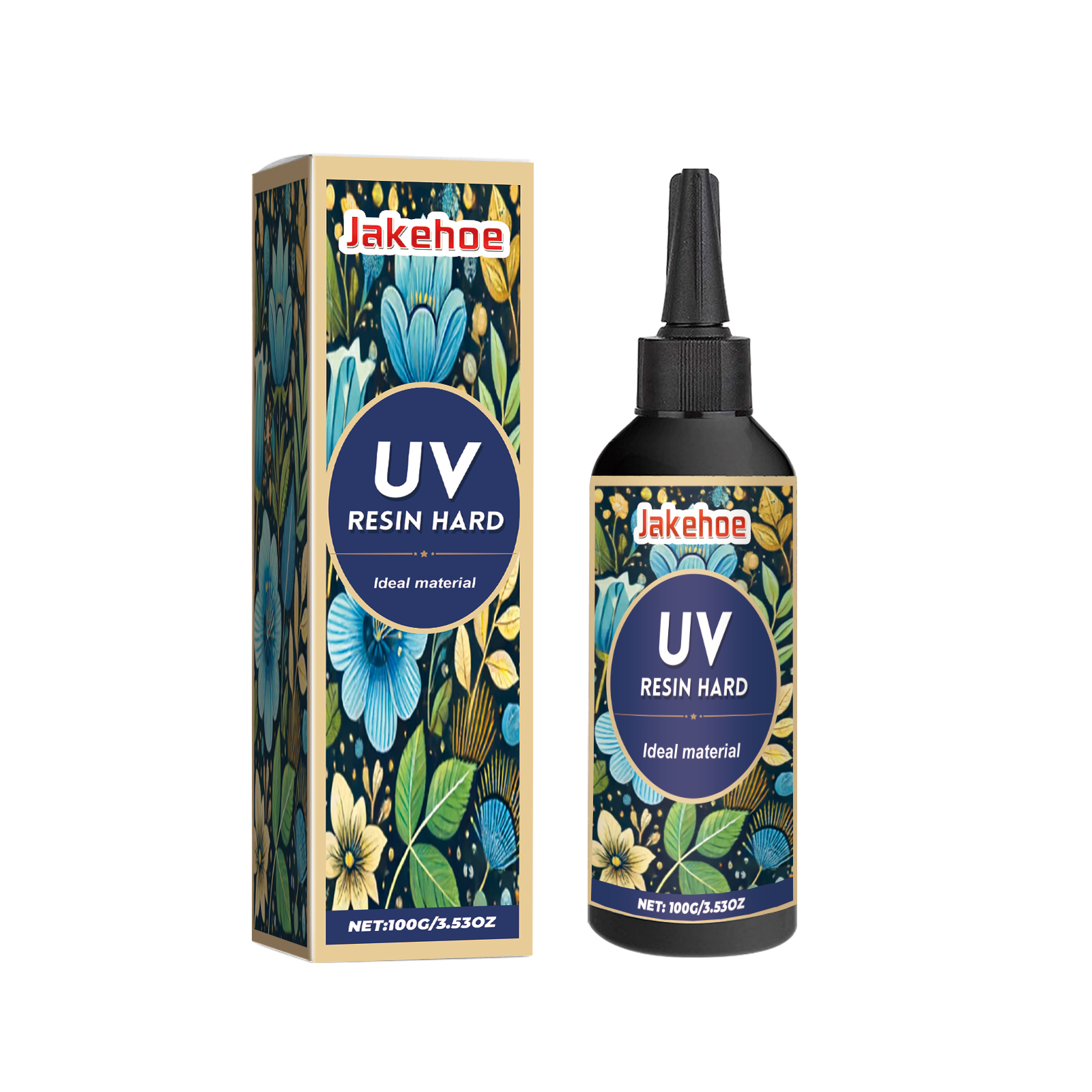 Ready-to-use UV resin bottle with floral packaging