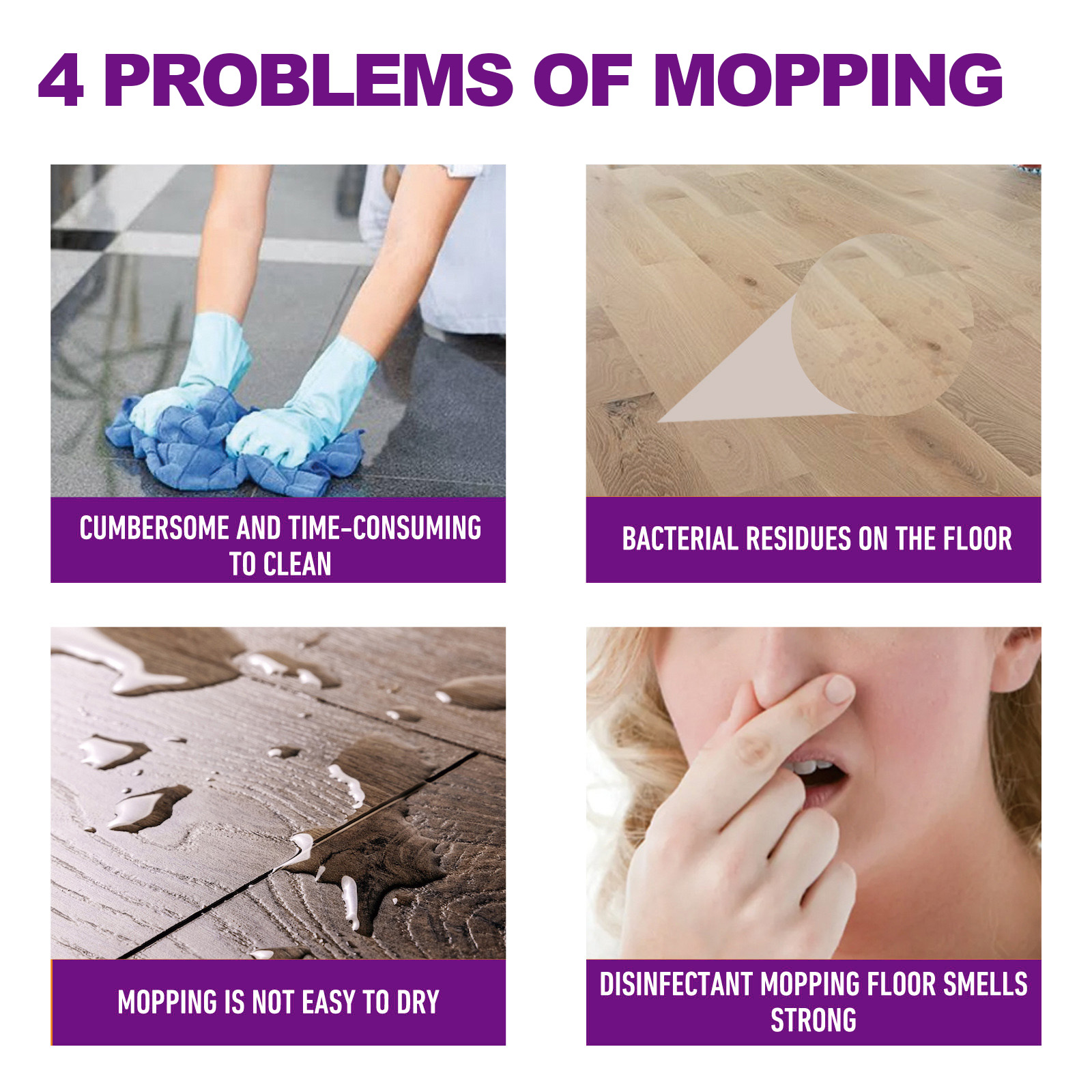 Graphic showing common floor cleaning problems