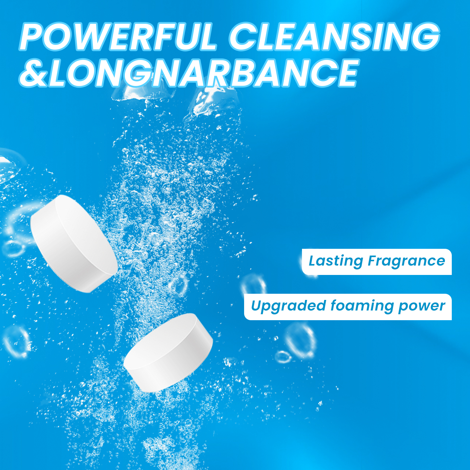Hand dropping a white tablet into the sink with running water