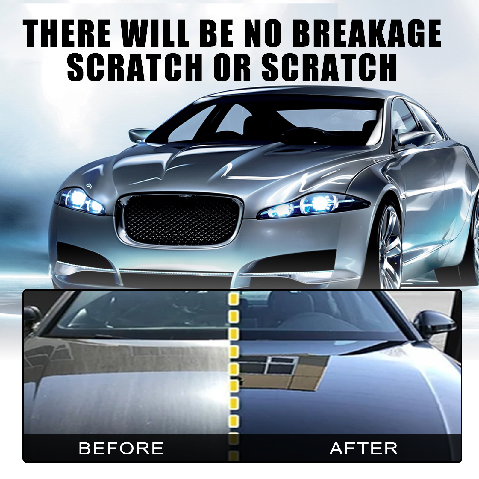 Car paint before and after gloss comparison