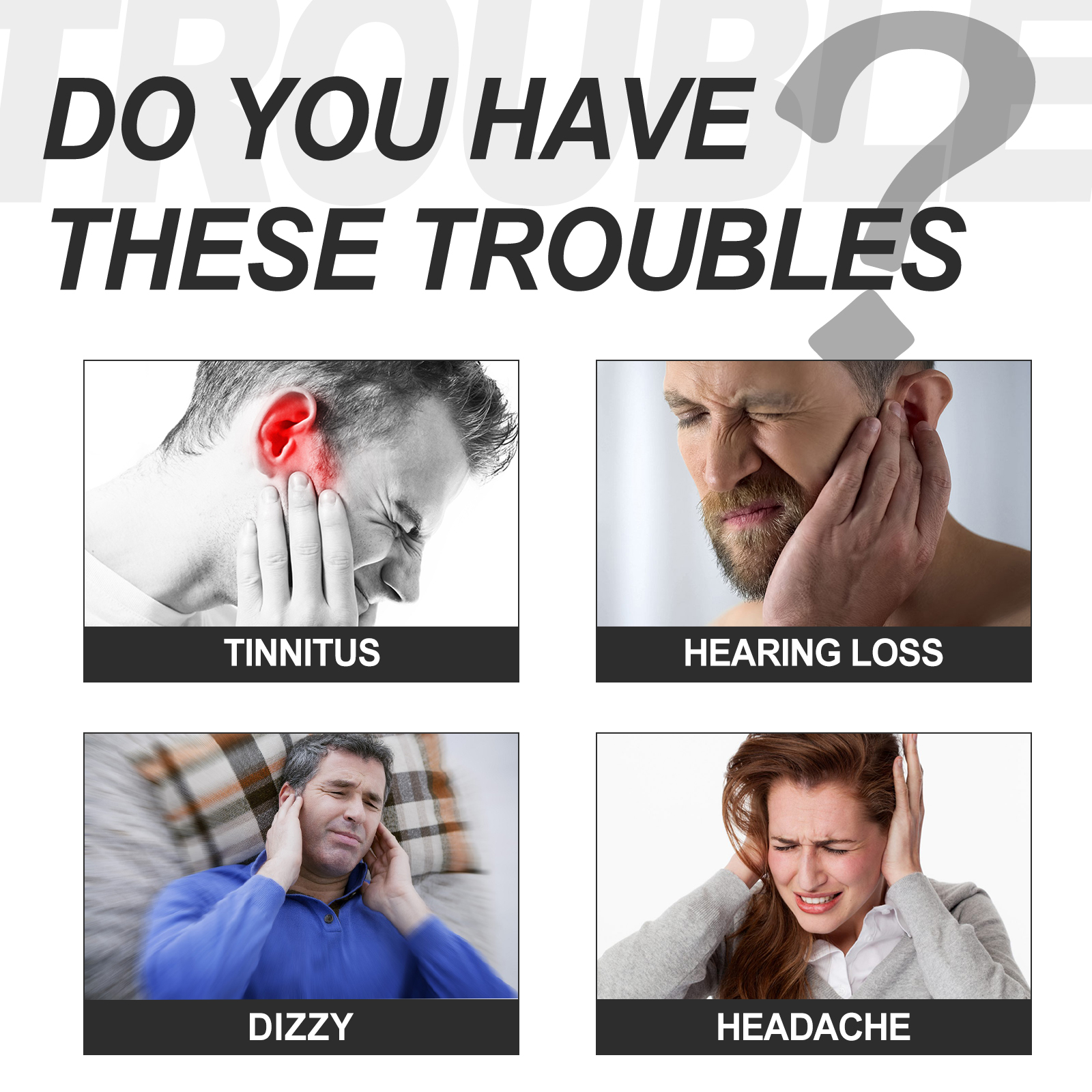 Tinnitus headache dizziness ear comfort graphic
