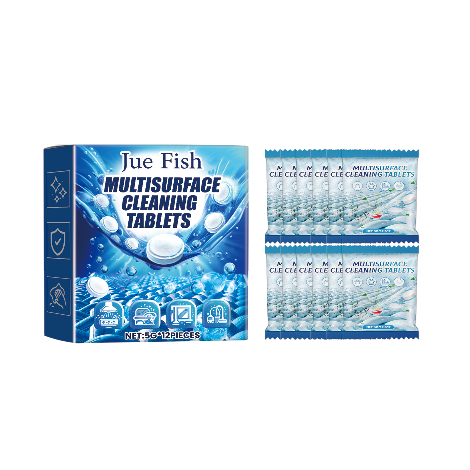 JUE FISH MultiSurface Cleaning Tablets, Kitchen Heavy Oil An