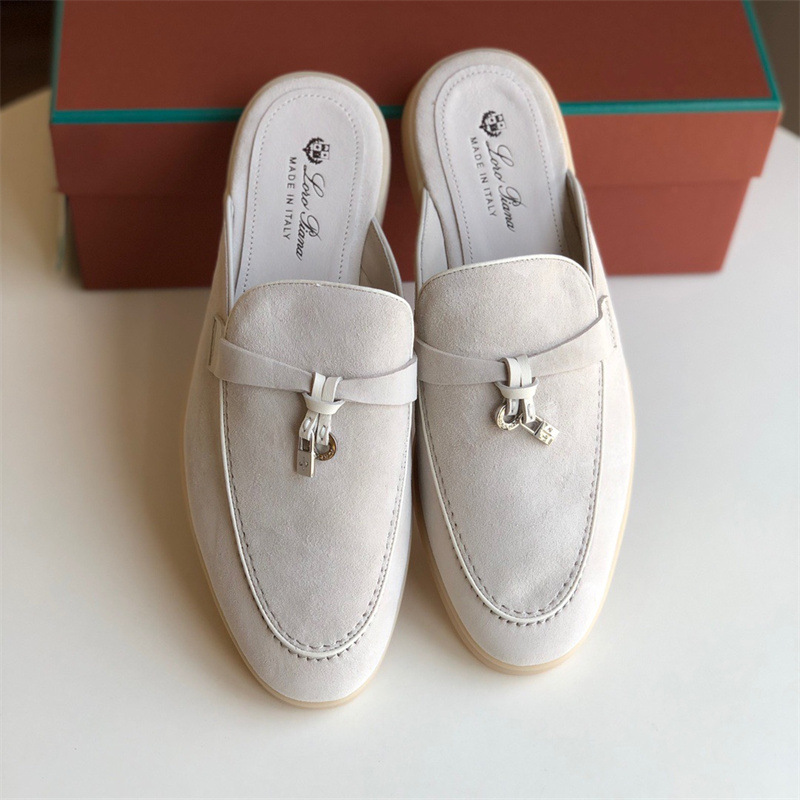Women's slippers LP leather flat bottomed lazy person comfortable one foot kick Mueller cool mop image 4