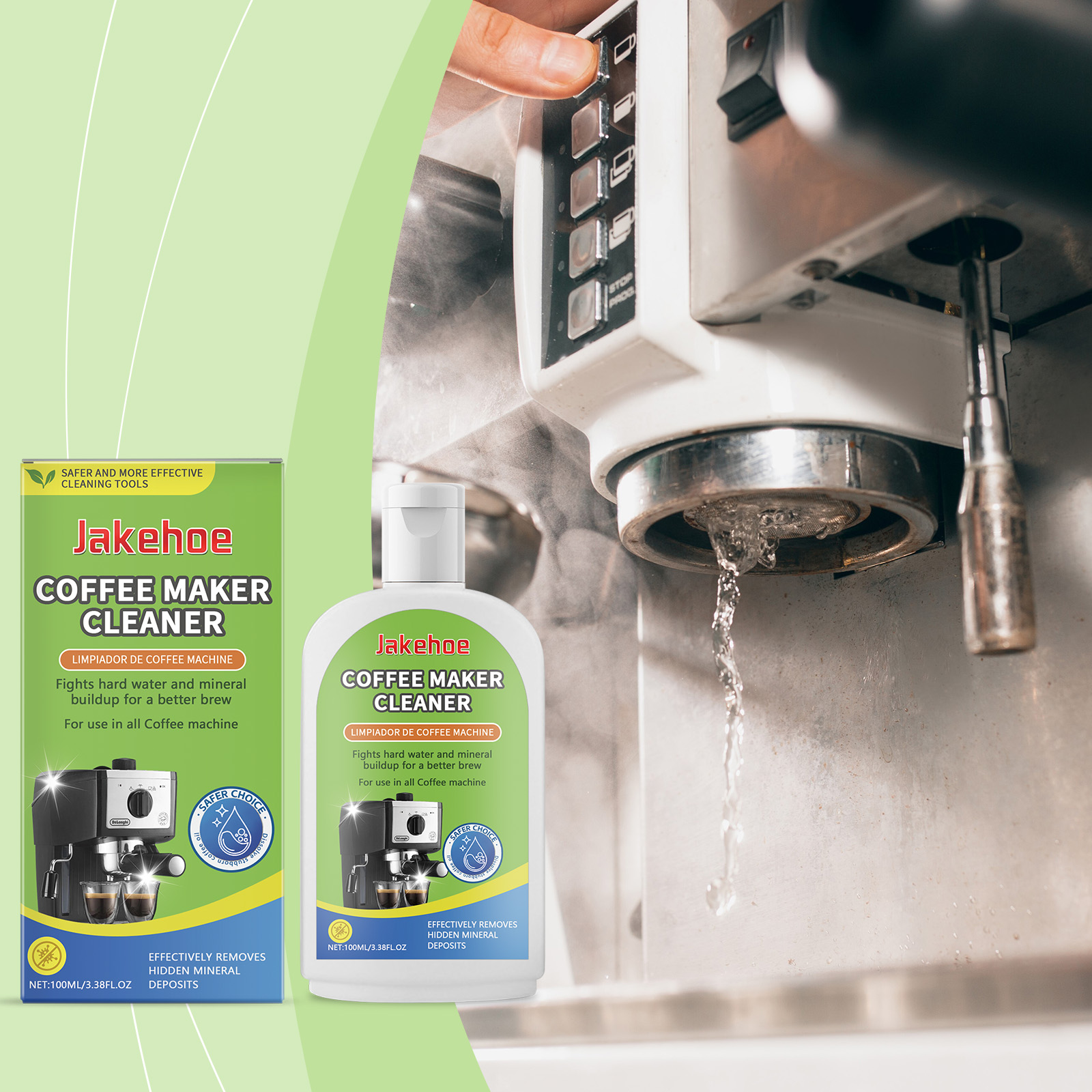Coffee machine cleaner used while residue flushes out