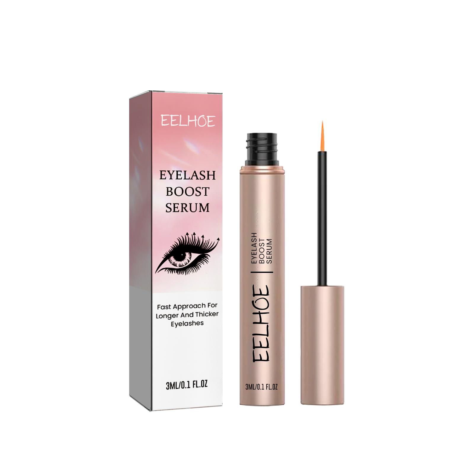 Slim serum tube and open applicator in packaging