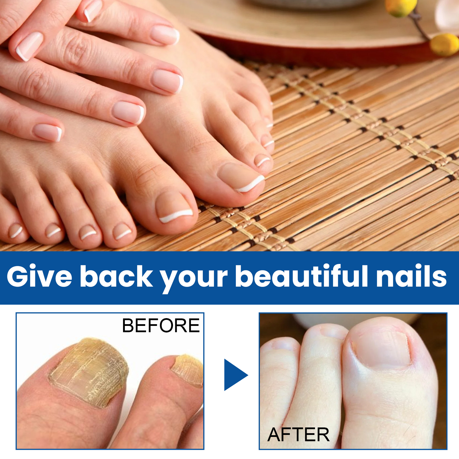 Hands and feet shown in a clean nail care setting