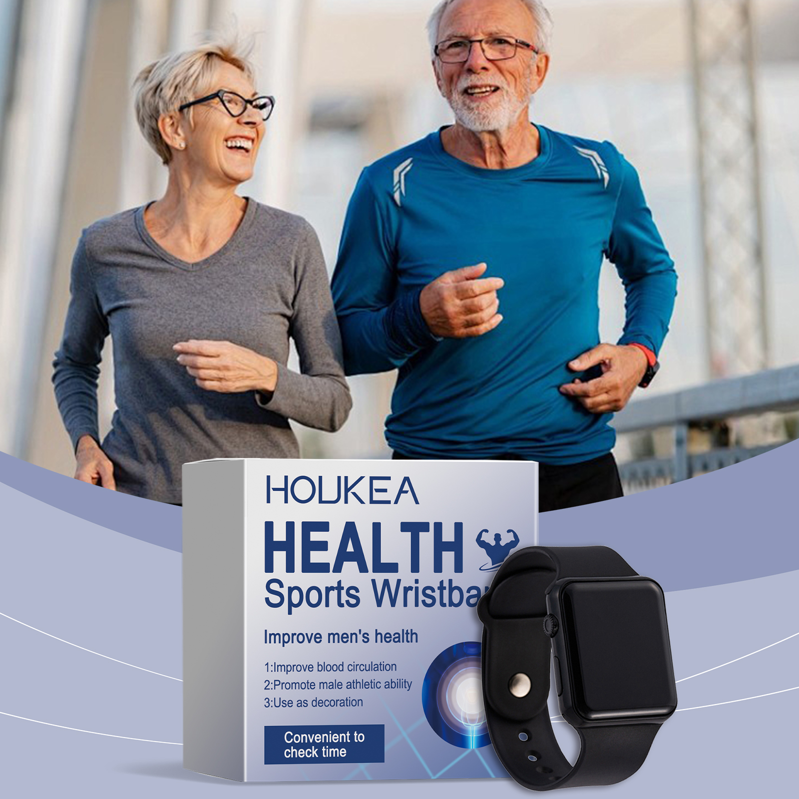 Active adults wearing wristband during exercise