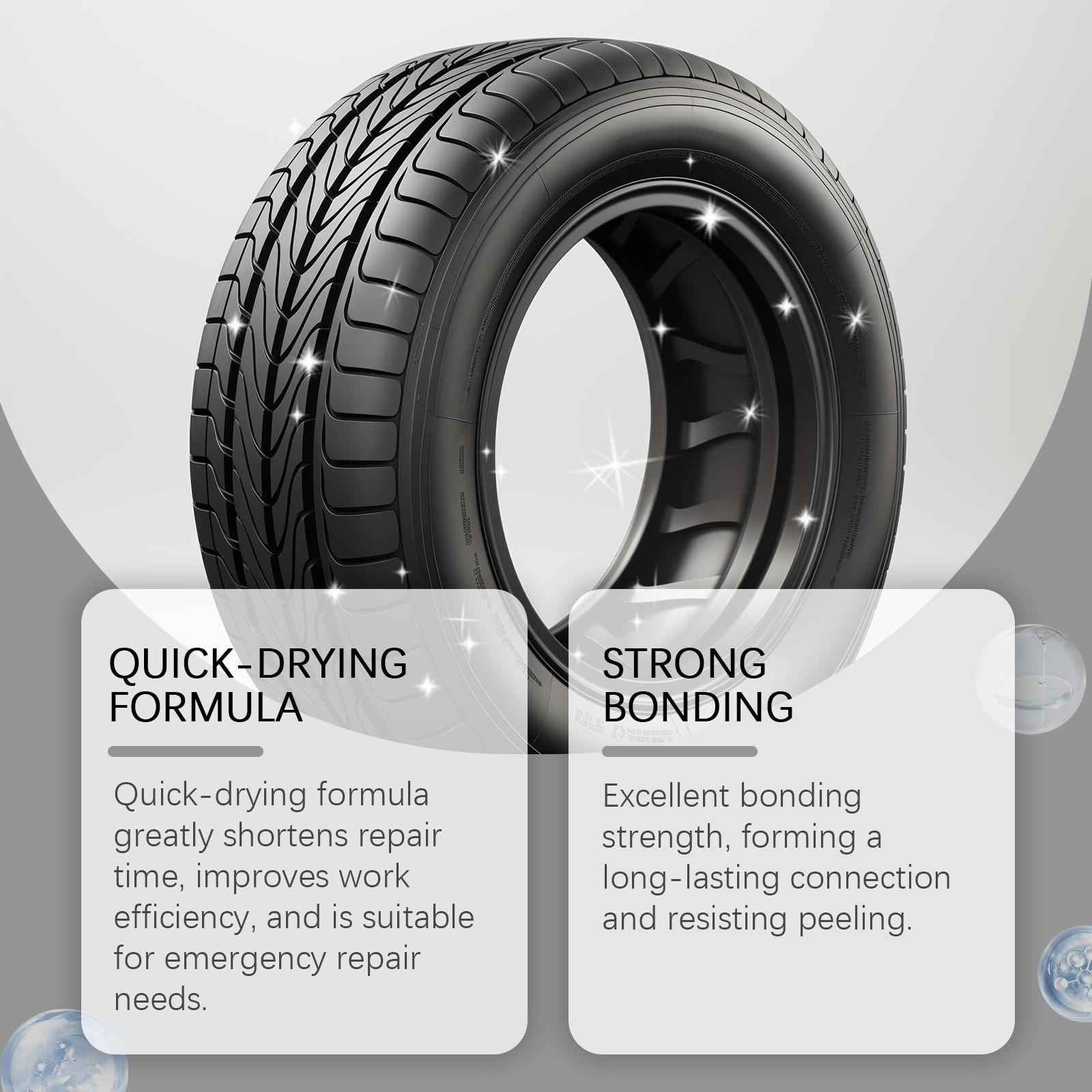 Quick-drying strong-bonding tire glue graphic