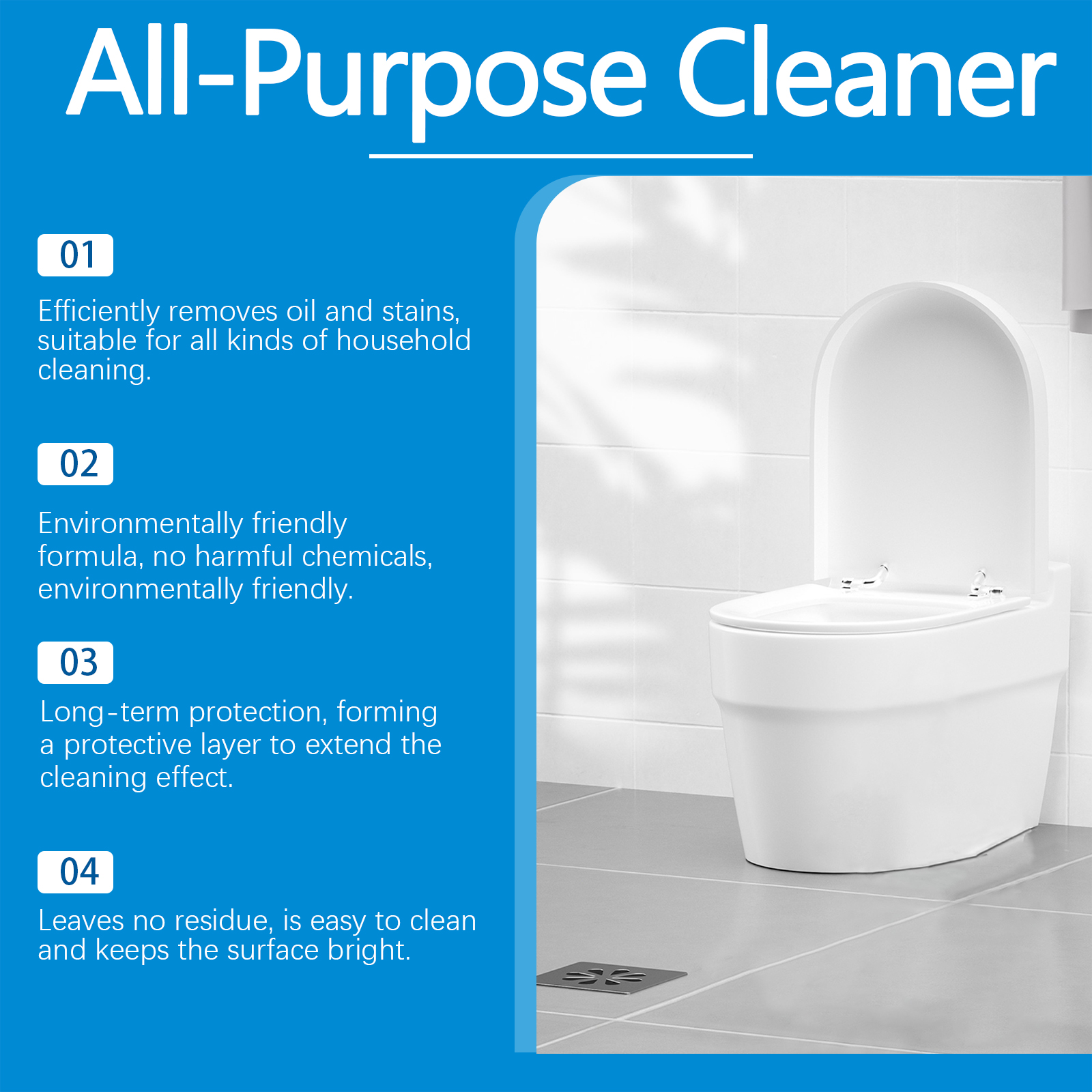 Bright bathroom tile and toilet cleaning scene