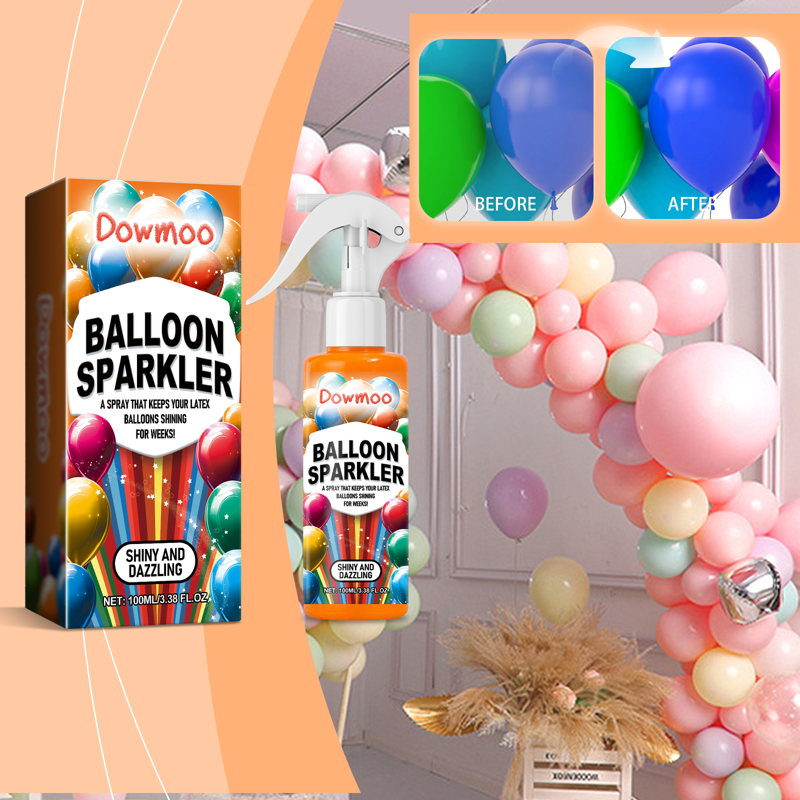 Pastel balloons showing brighter gloss after treatment