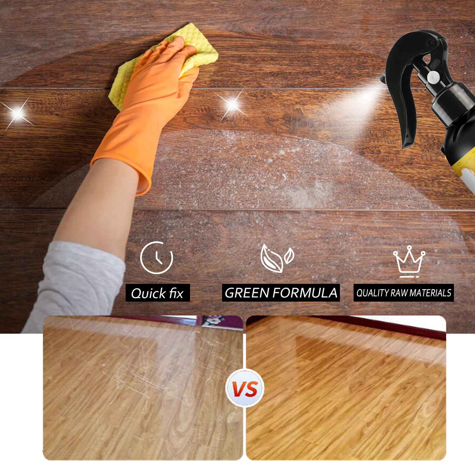 Fine mist spray applied to wooden surface