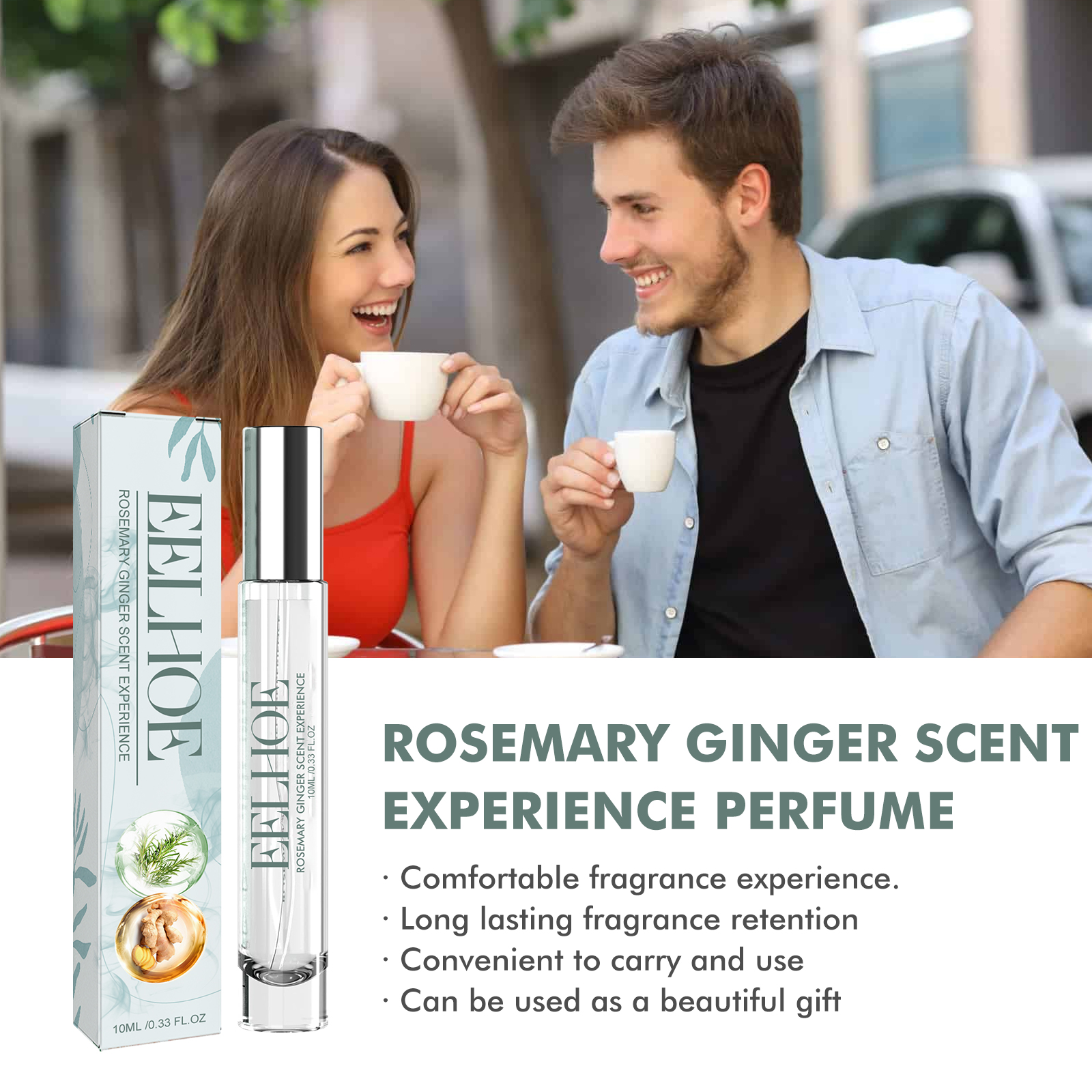 Portable perfume accompanying a social coffee moment