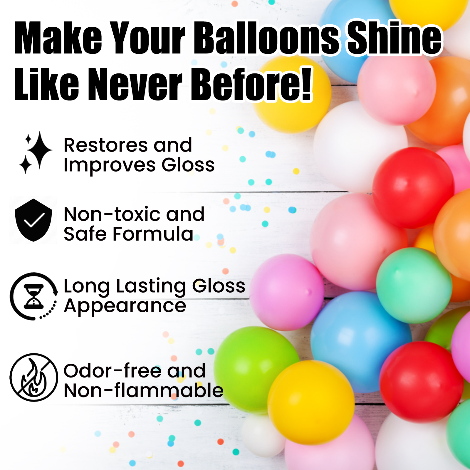 Balloon spray bottle with formula and performance claims
