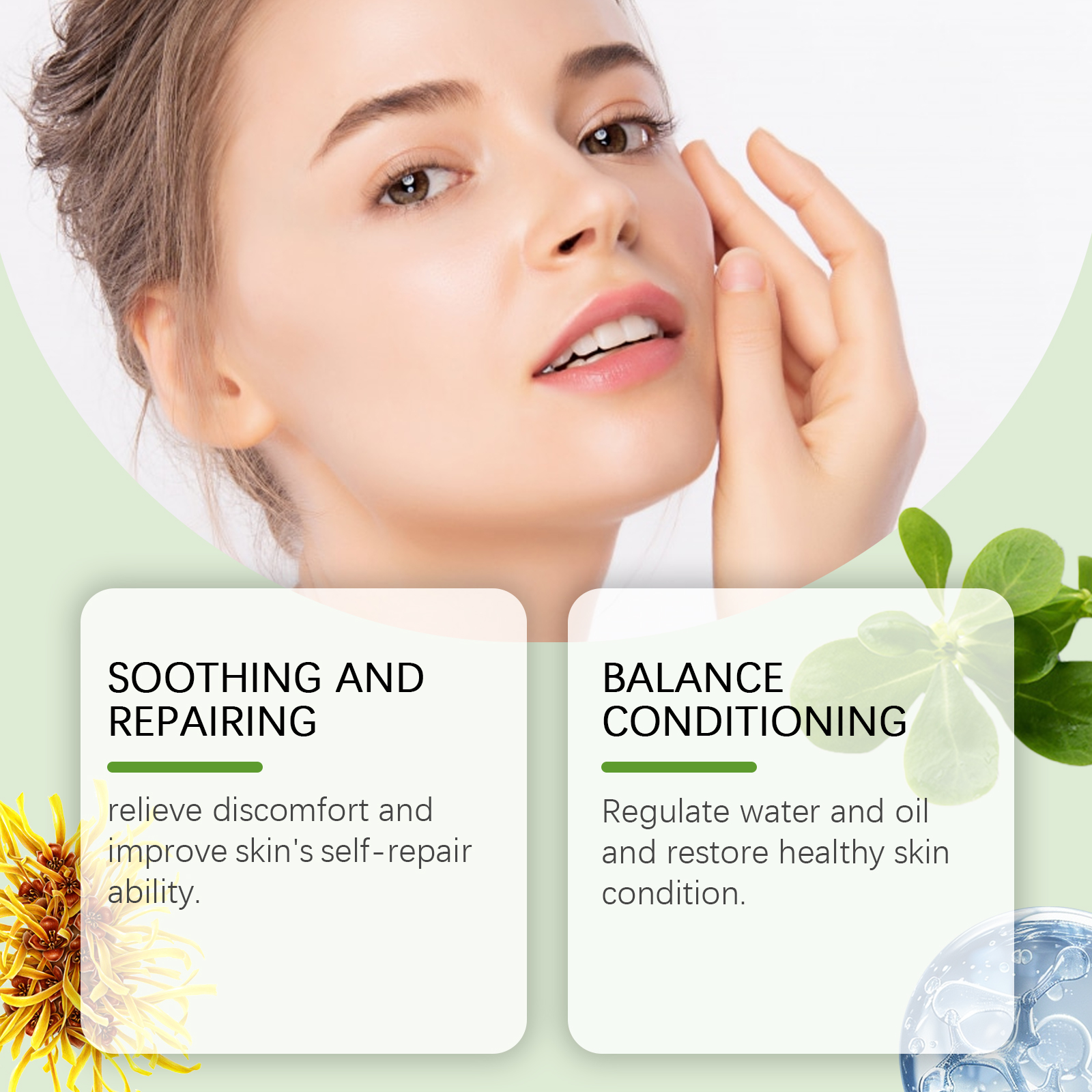 Purslane serum with soothing and balance conditioning claims