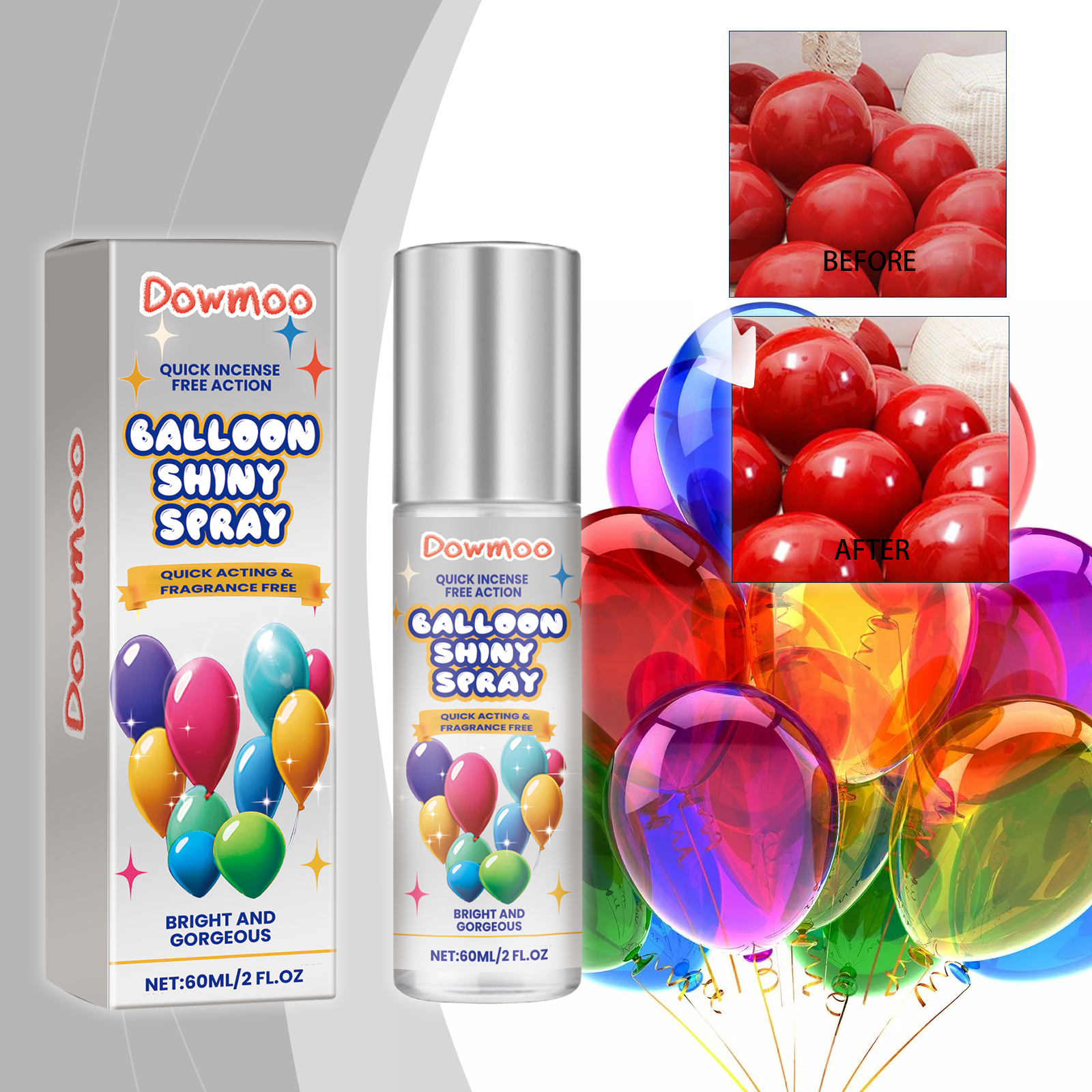 Before and after red balloons showing brighter glossy finish