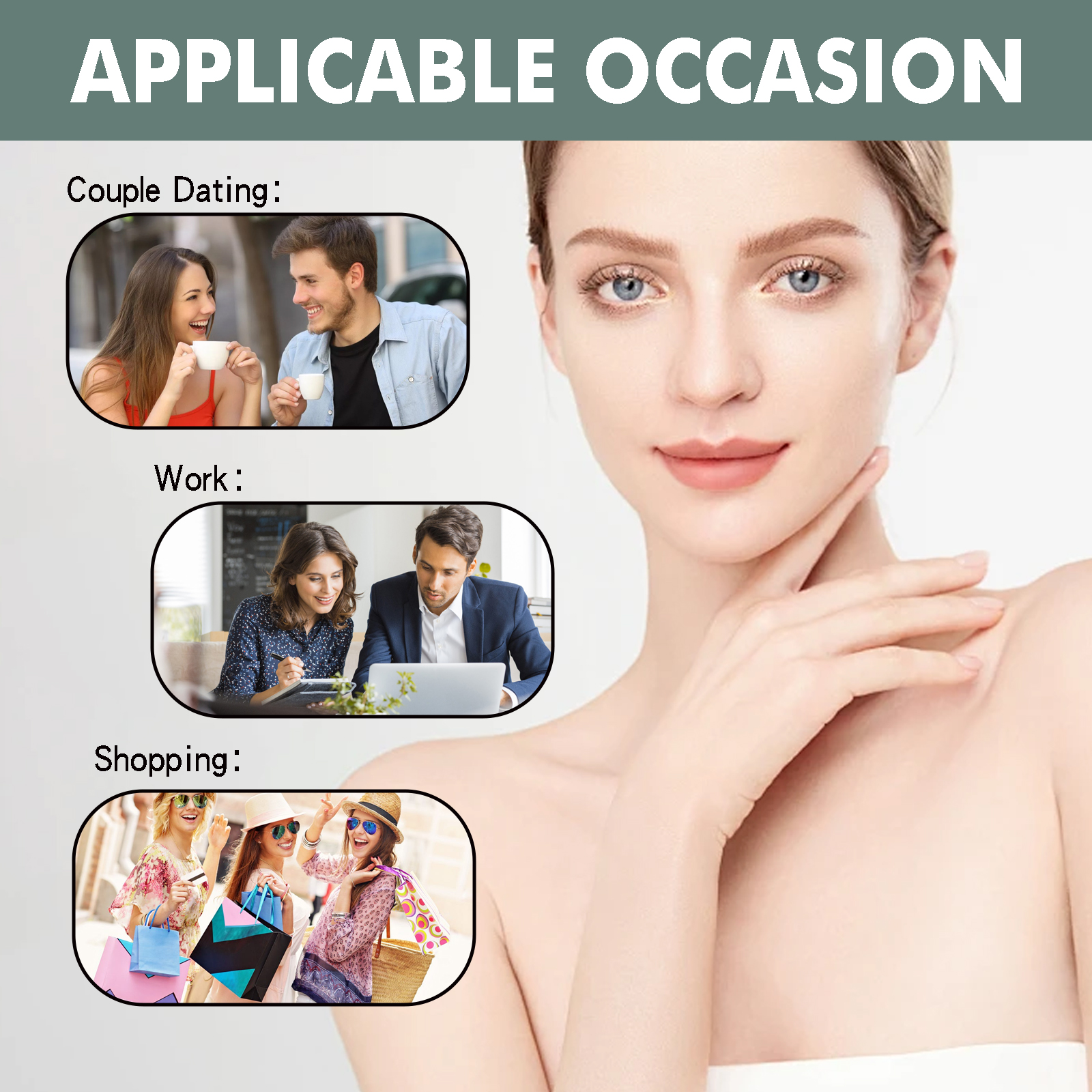 Woman wearing fragrance for work and shopping