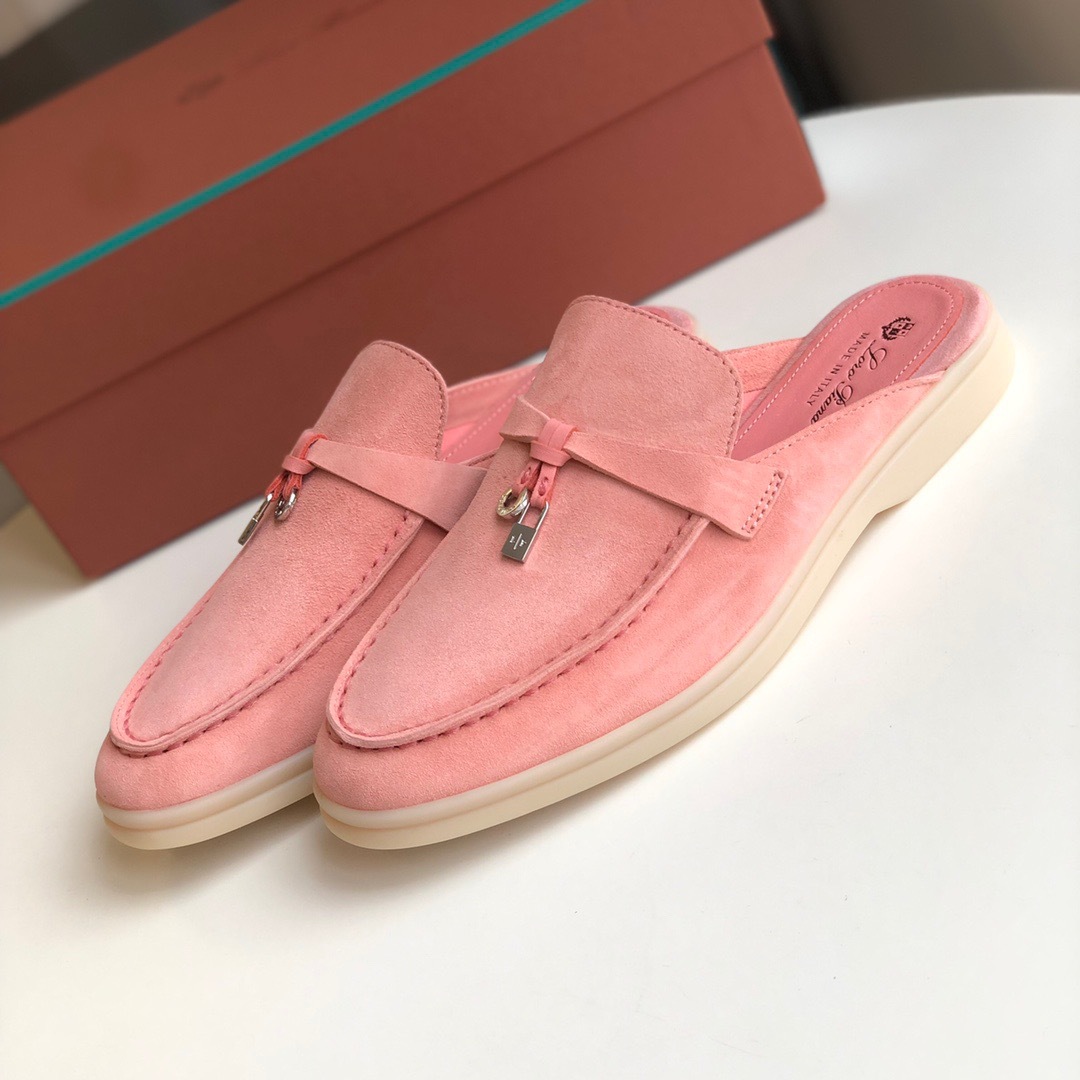 Women's slippers LP leather flat bottomed lazy person comfortable one foot kick Mueller cool mop image 14