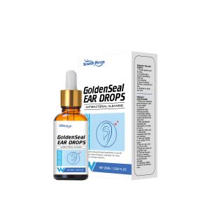 Ear drops bottle with ear comfort illustration