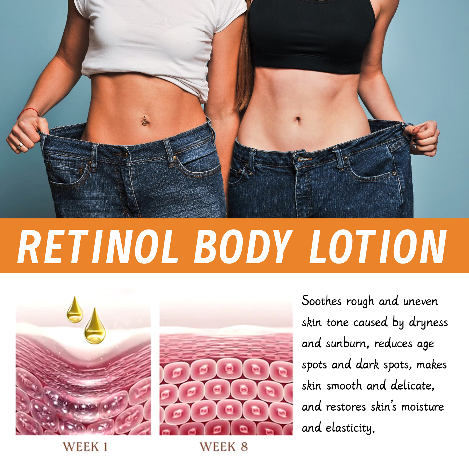 Retinol body care smoothing texture illustration