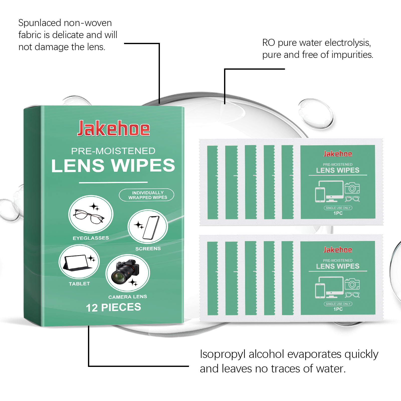Soft non-woven wipe and cleaning formula packaging