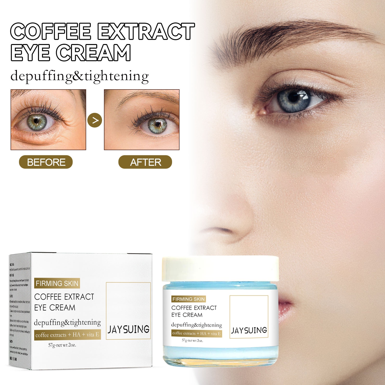 Coffee Firming Eye Cream, Reduces Fine Lines And Dark Circle