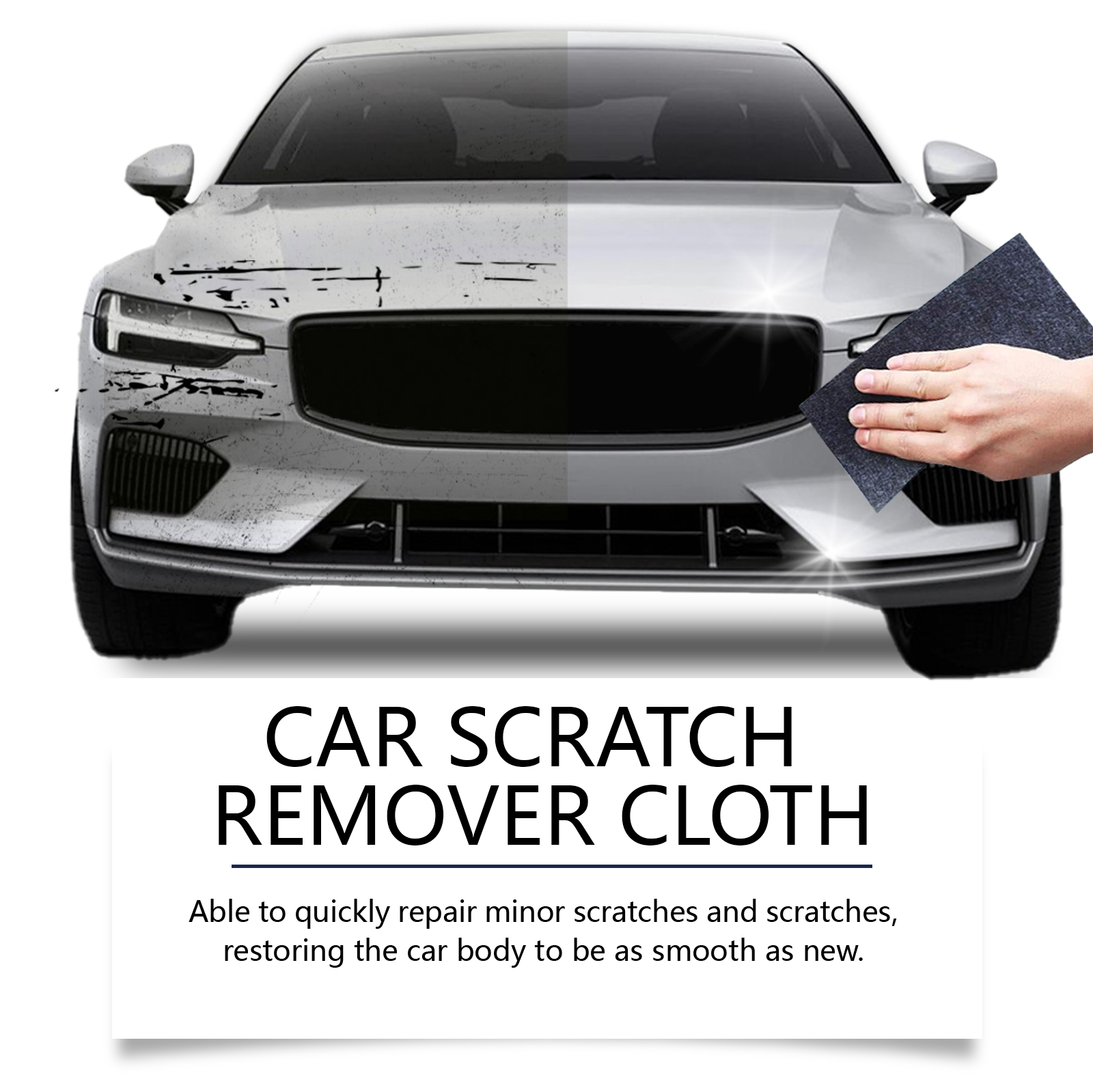 Close view of dark gray textured scratch remover cloth