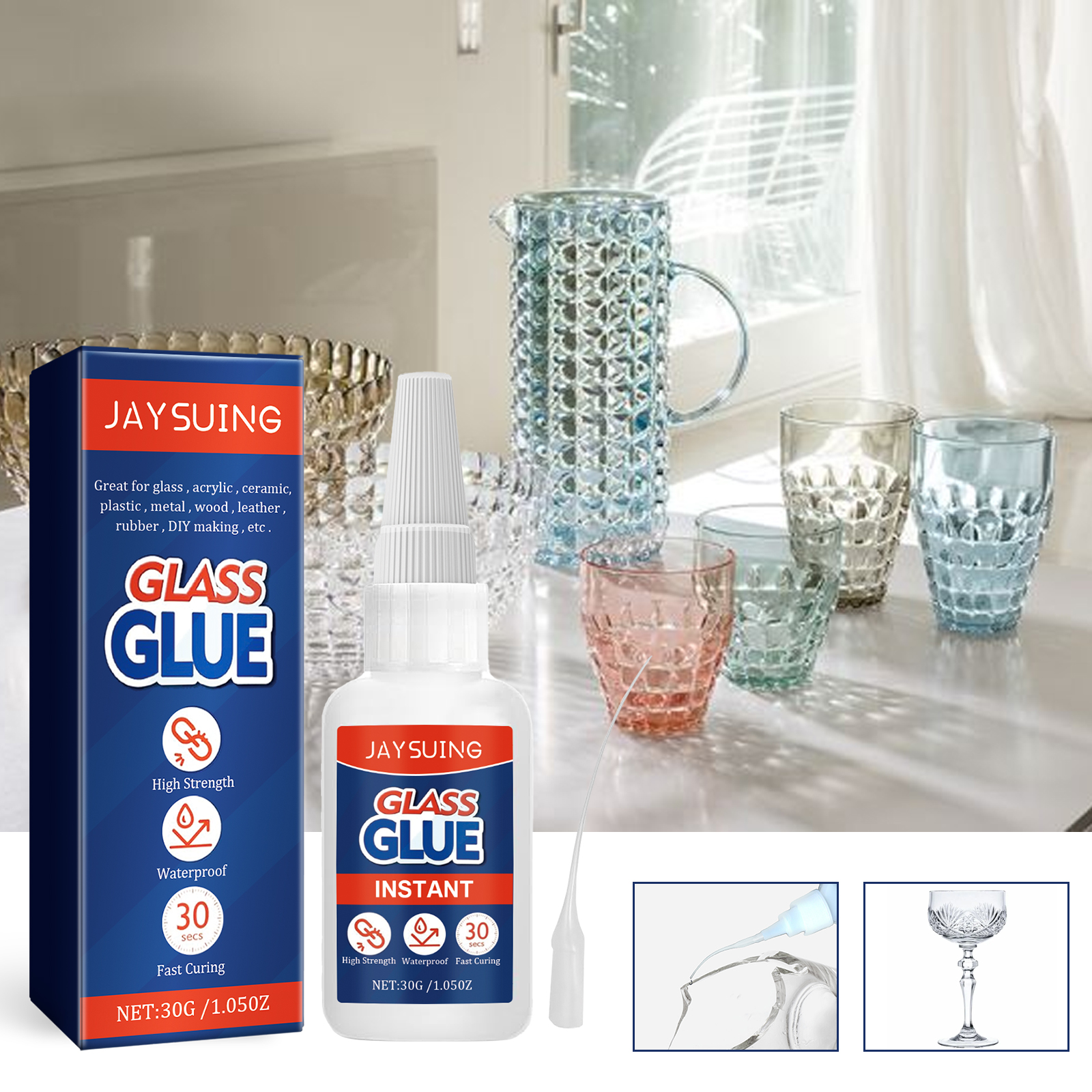 Fine applicator concept beside decorative glass repair