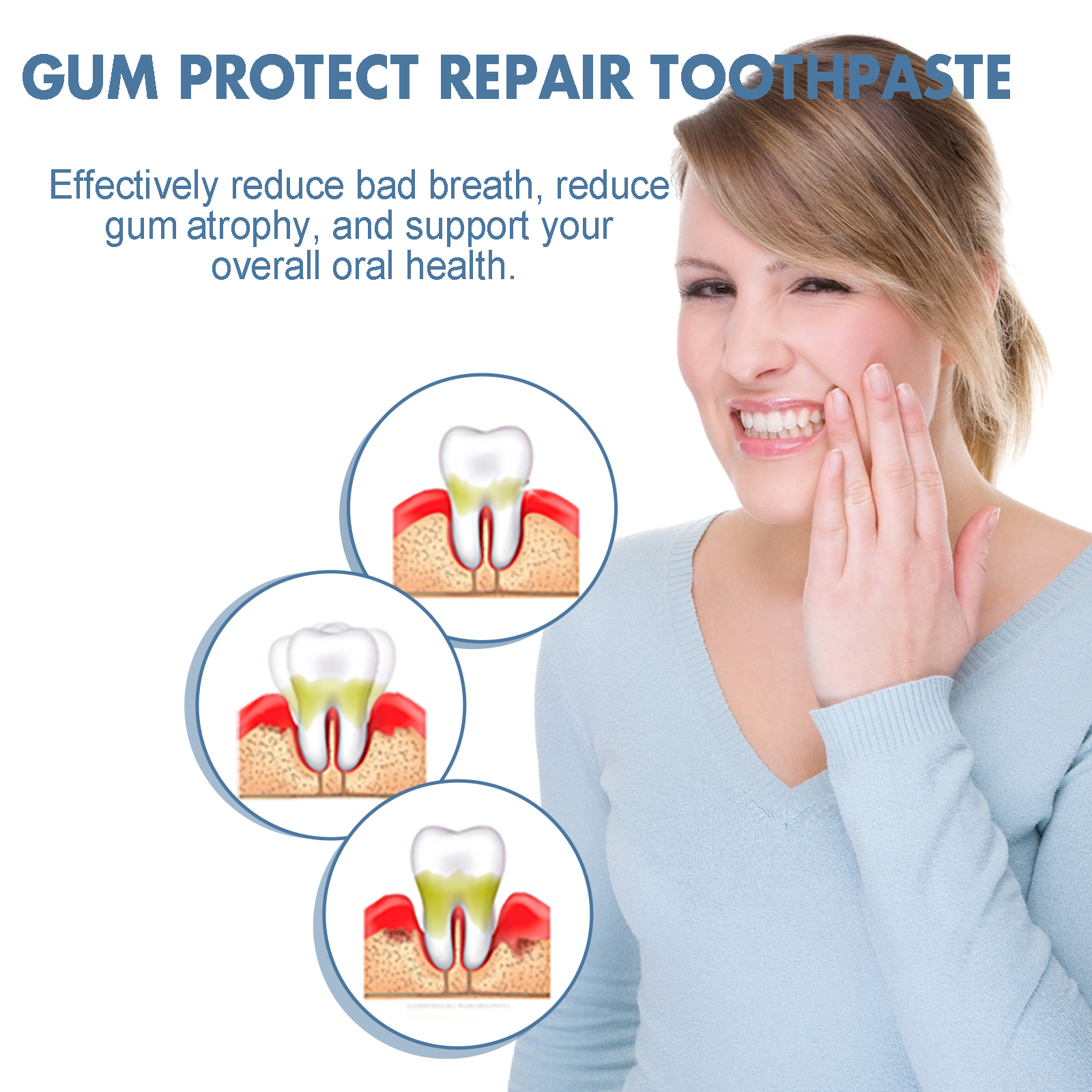 Gum protection illustration with tooth and gum diagrams