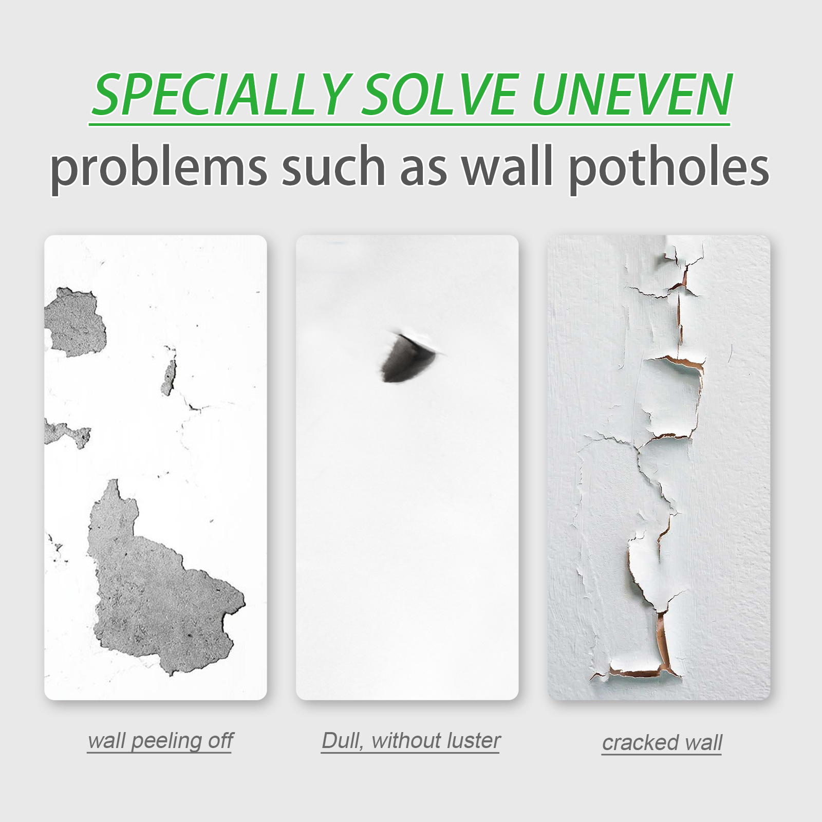 Wall repair roller paint for cracks and peeling patches