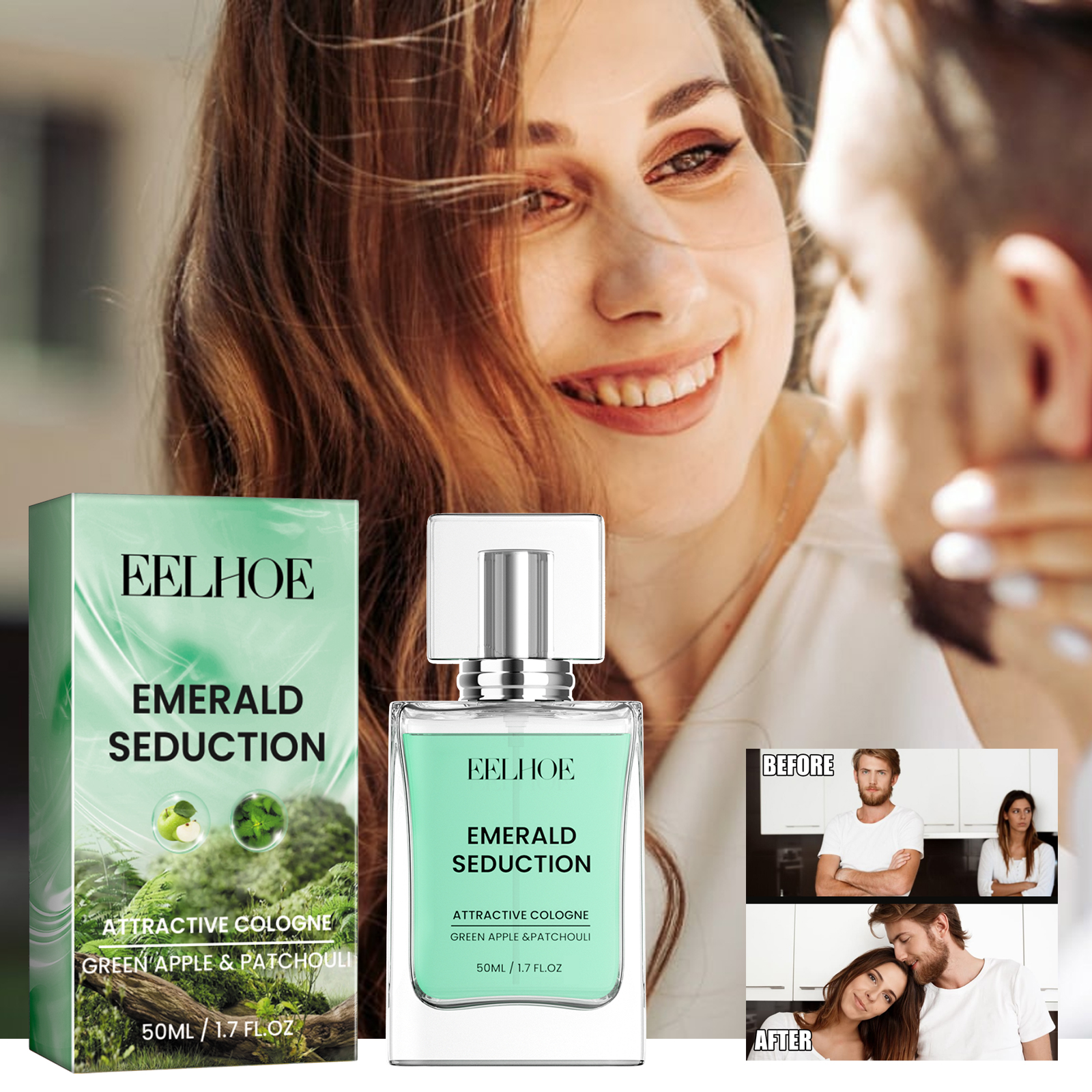 Couple with portable Emerald Seduction fragrance