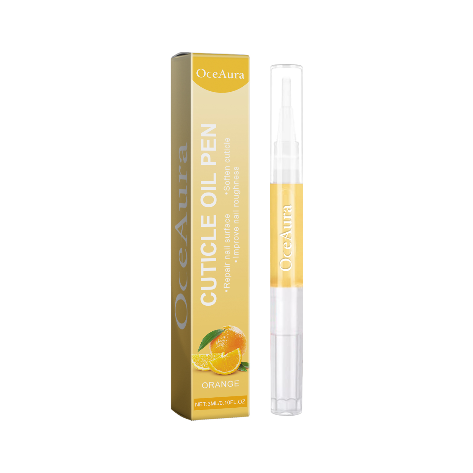 Compact orange cuticle oil pen and protective cap