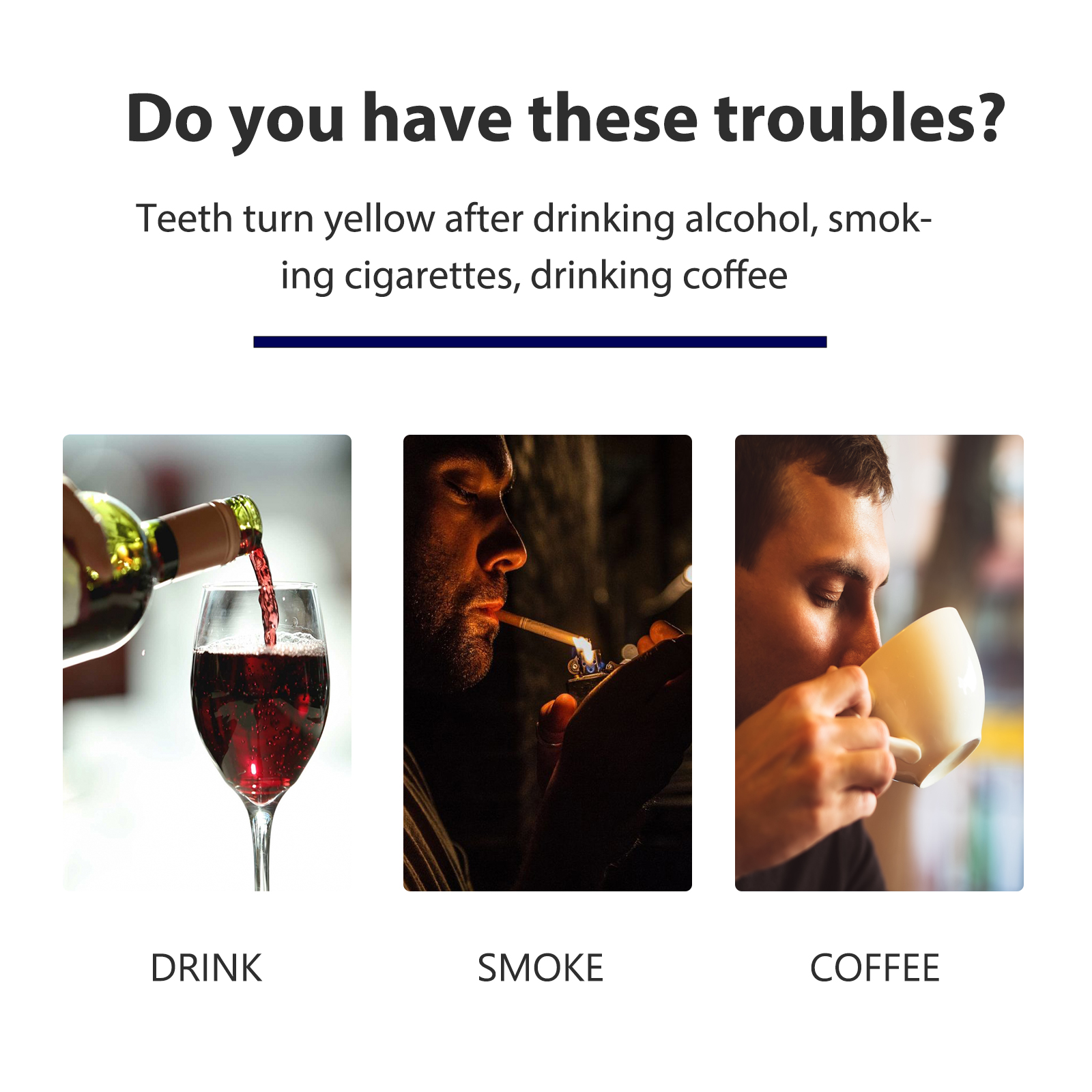 Coffee smoking and alcohol staining concerns