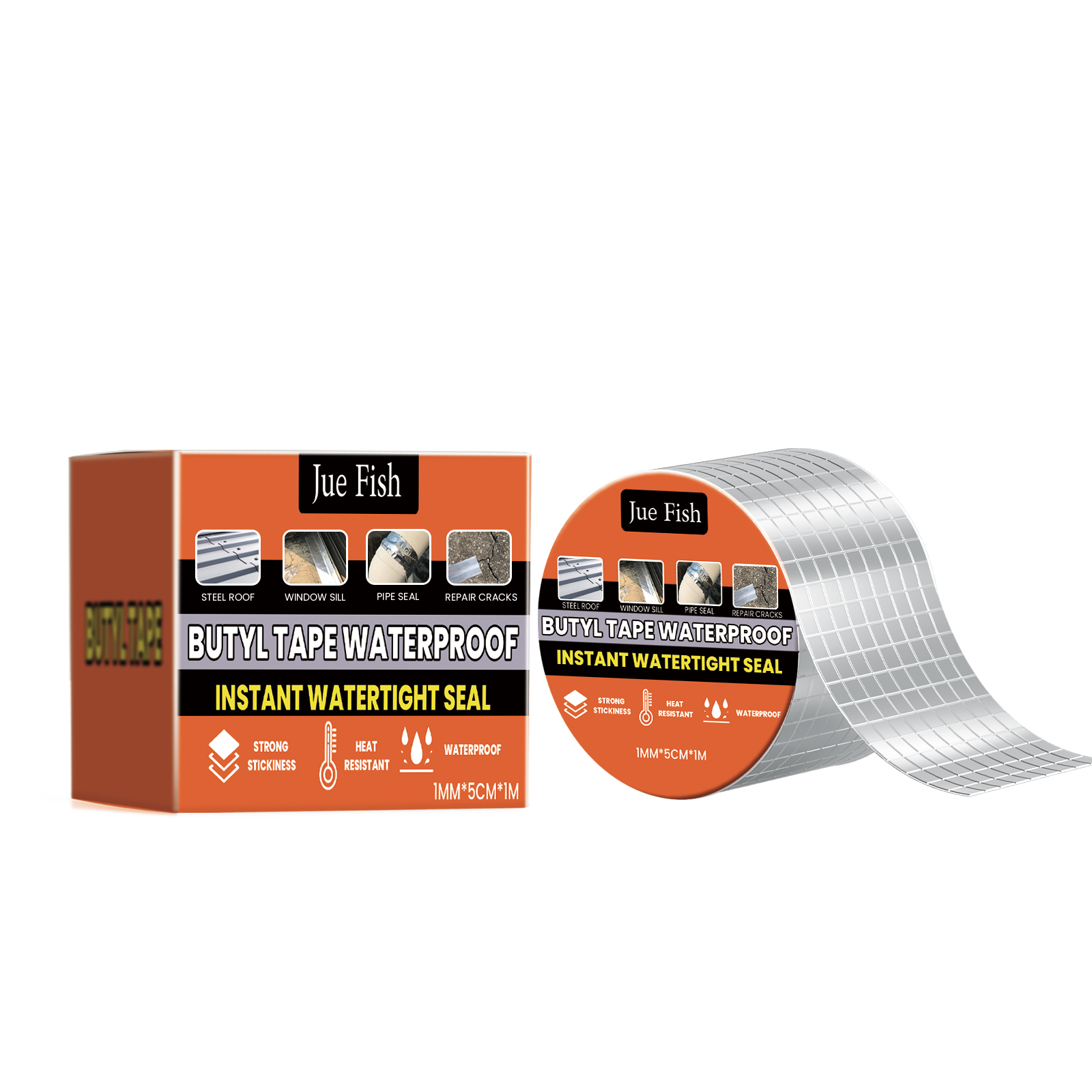 Reflective aluminum foil surface of the rolled butyl tape