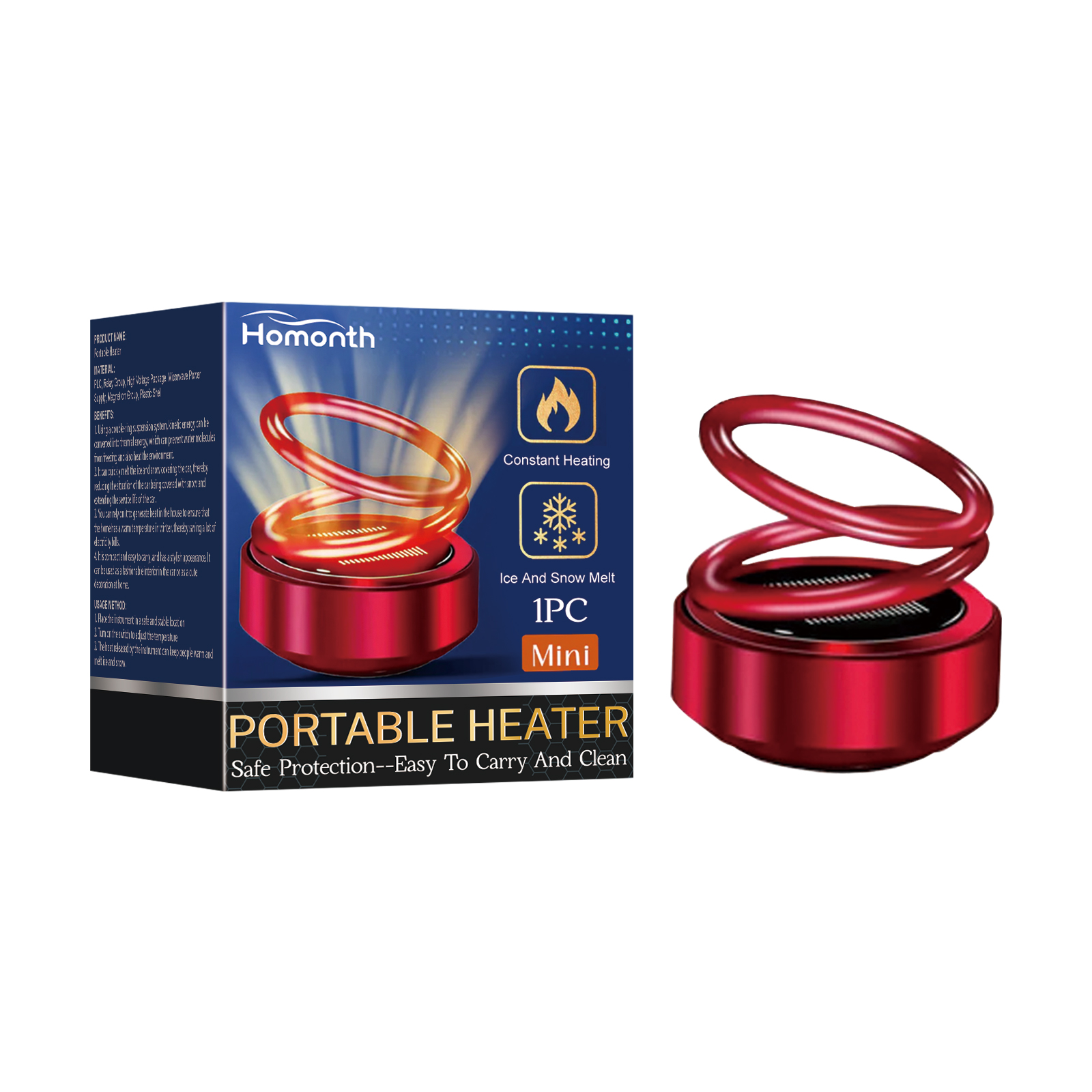 Portable Dynamic Molecular Heater, Car Window Snow, Ice And 