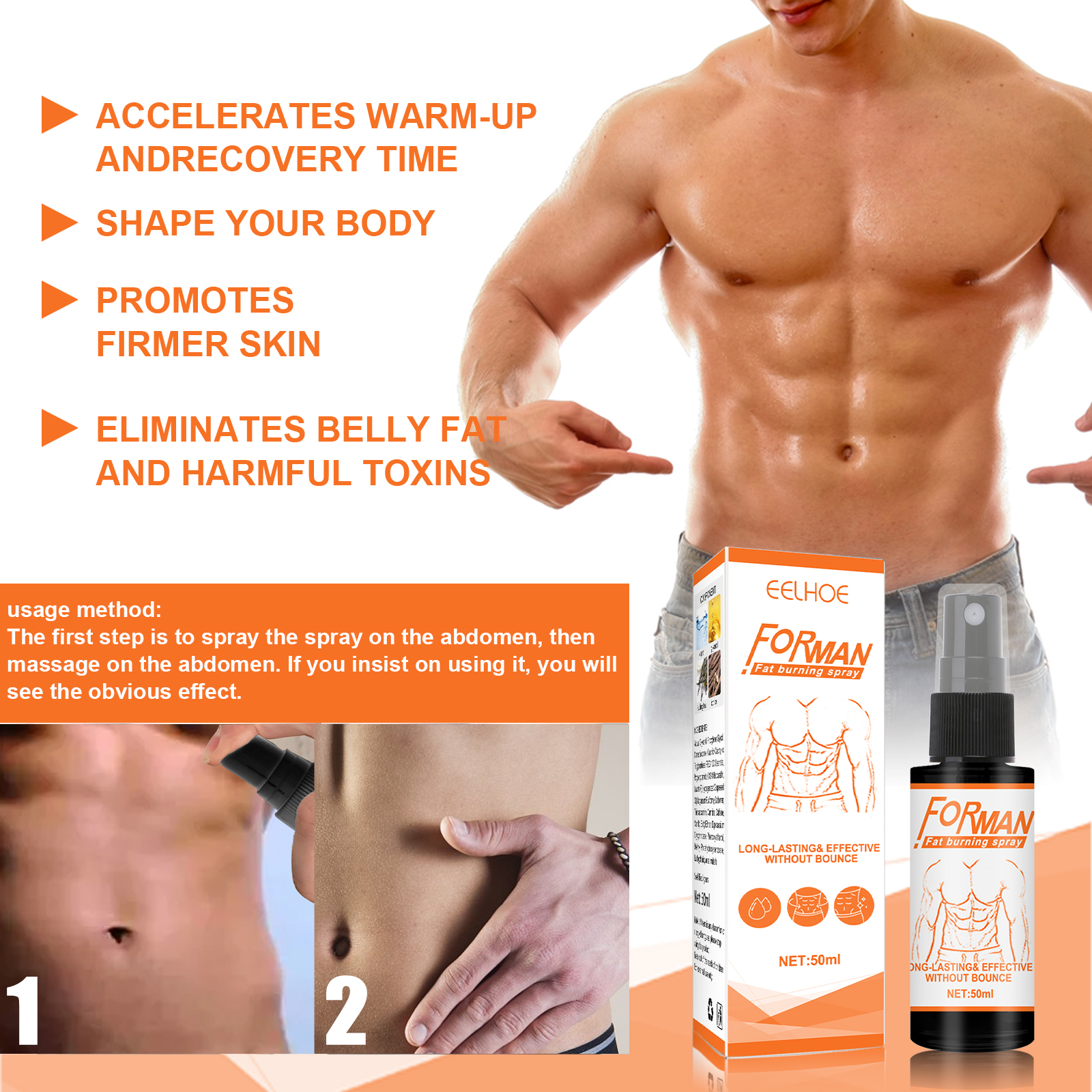 Men's Abs Spray Vest Line Body Sculpting Cream Exercises Che