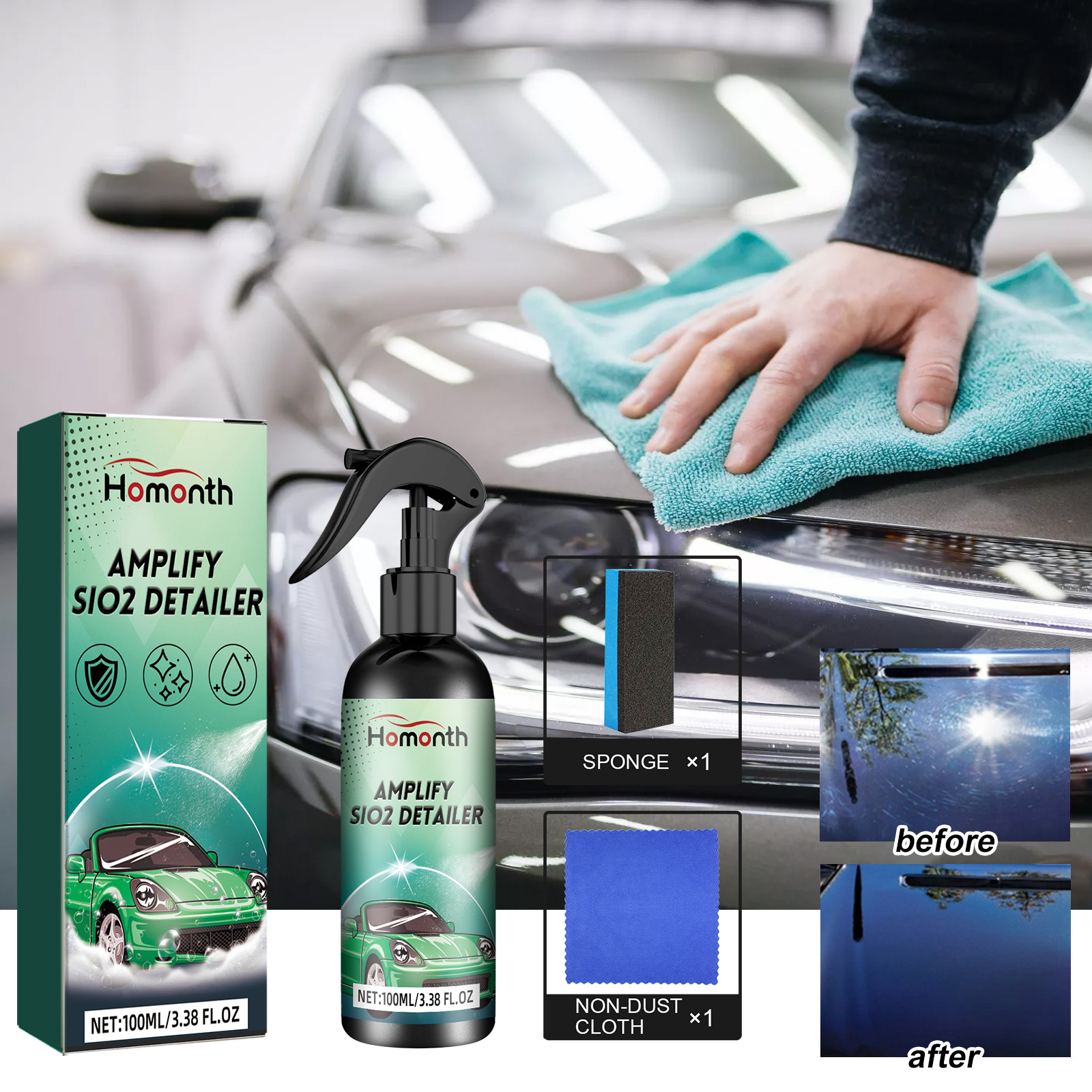 Detailer being applied to a vehicle panel with cloth