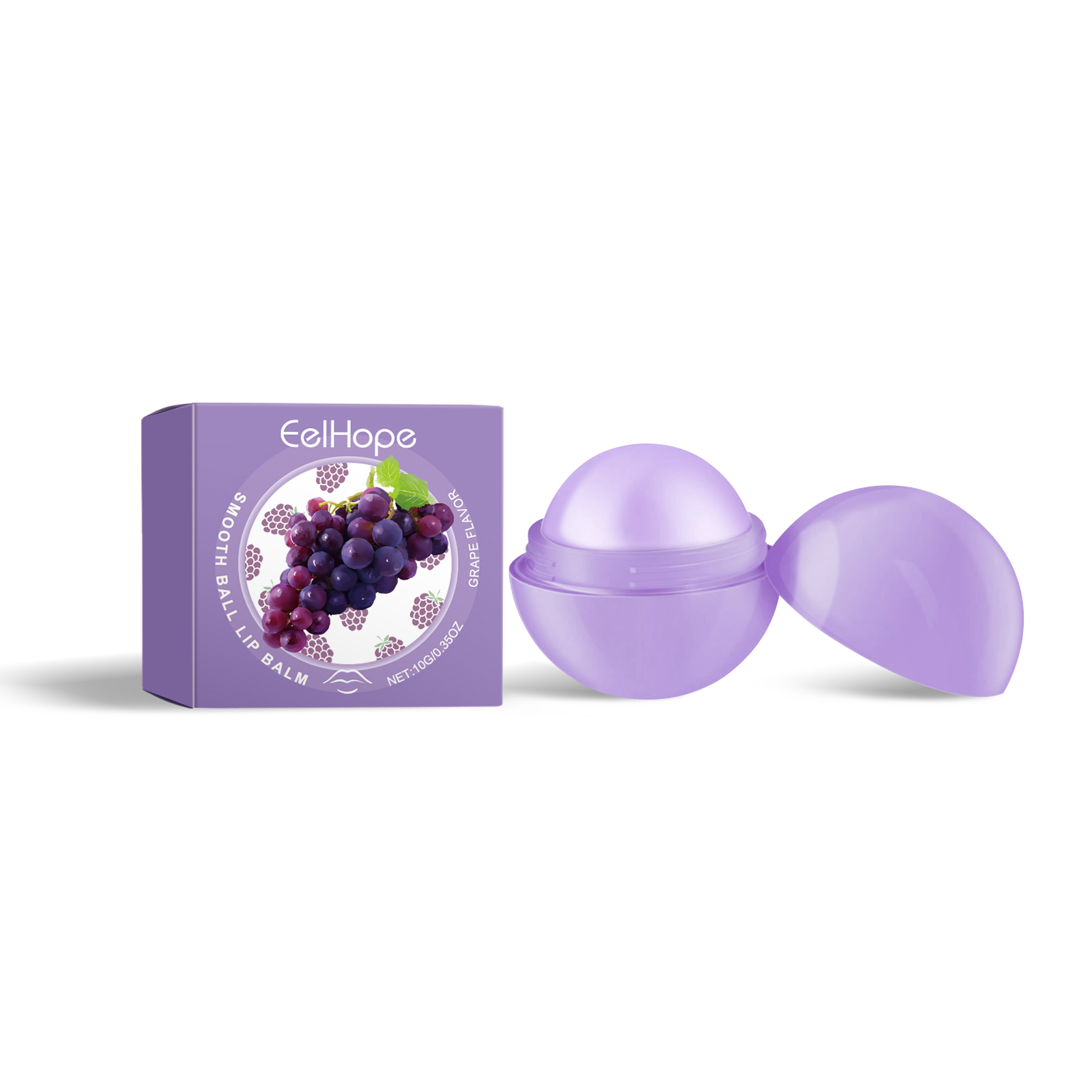 Rounded lavender balm case with removable cap