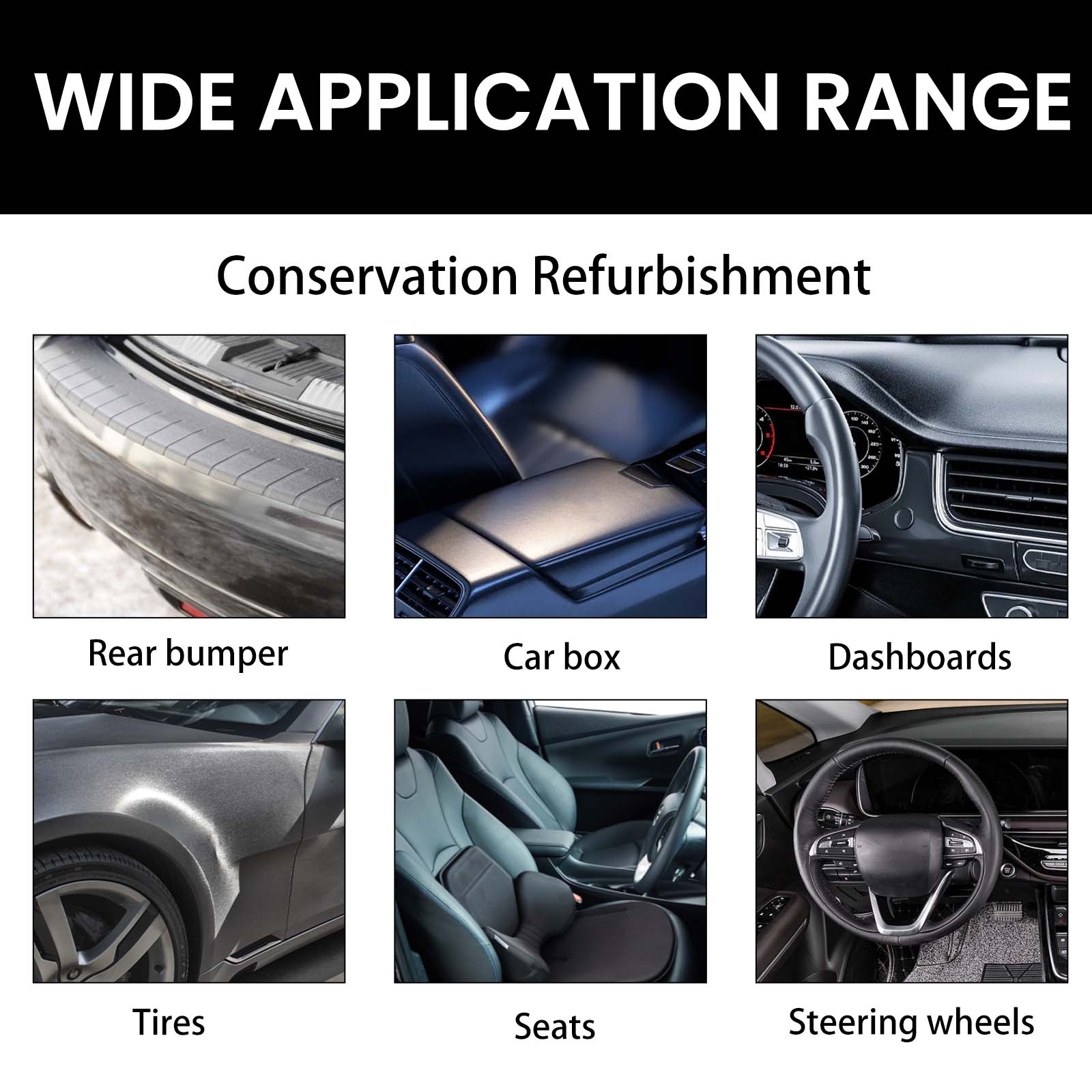 Close view of automotive plastic restoration wax kit
