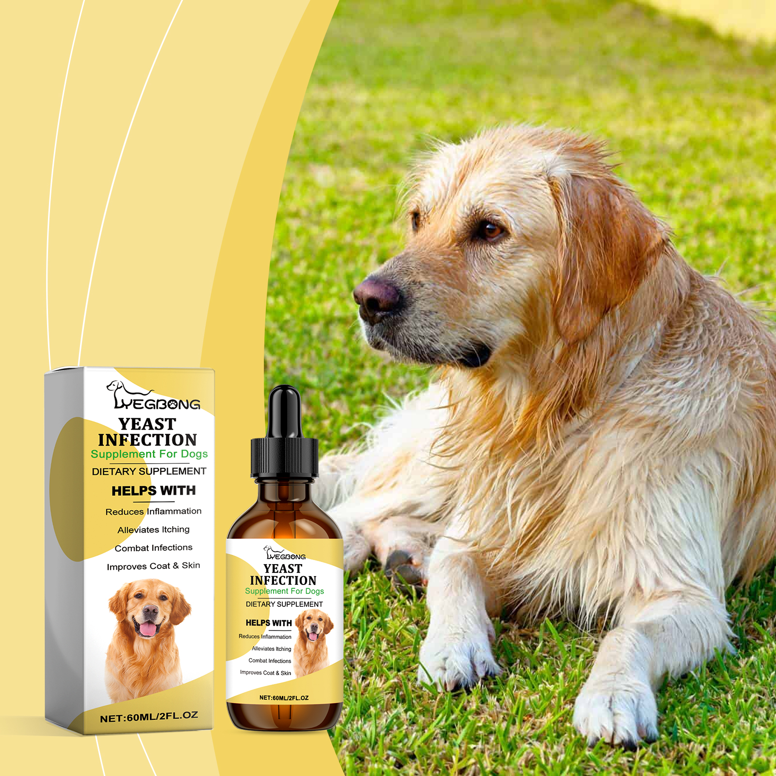 Relaxed dog representing healthier-looking coat support