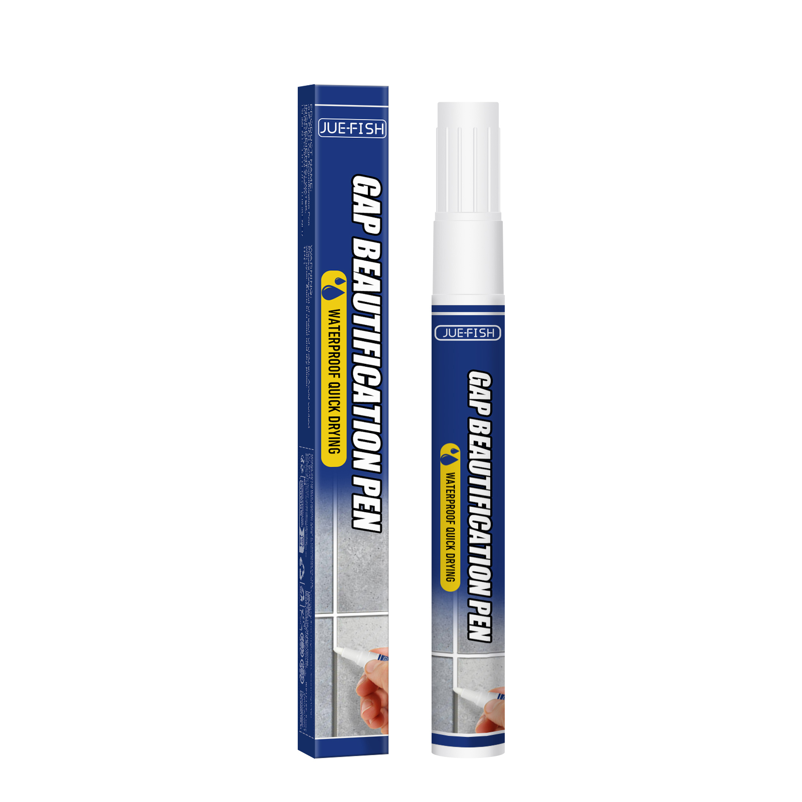 White grout pen and box beside clean tile surface